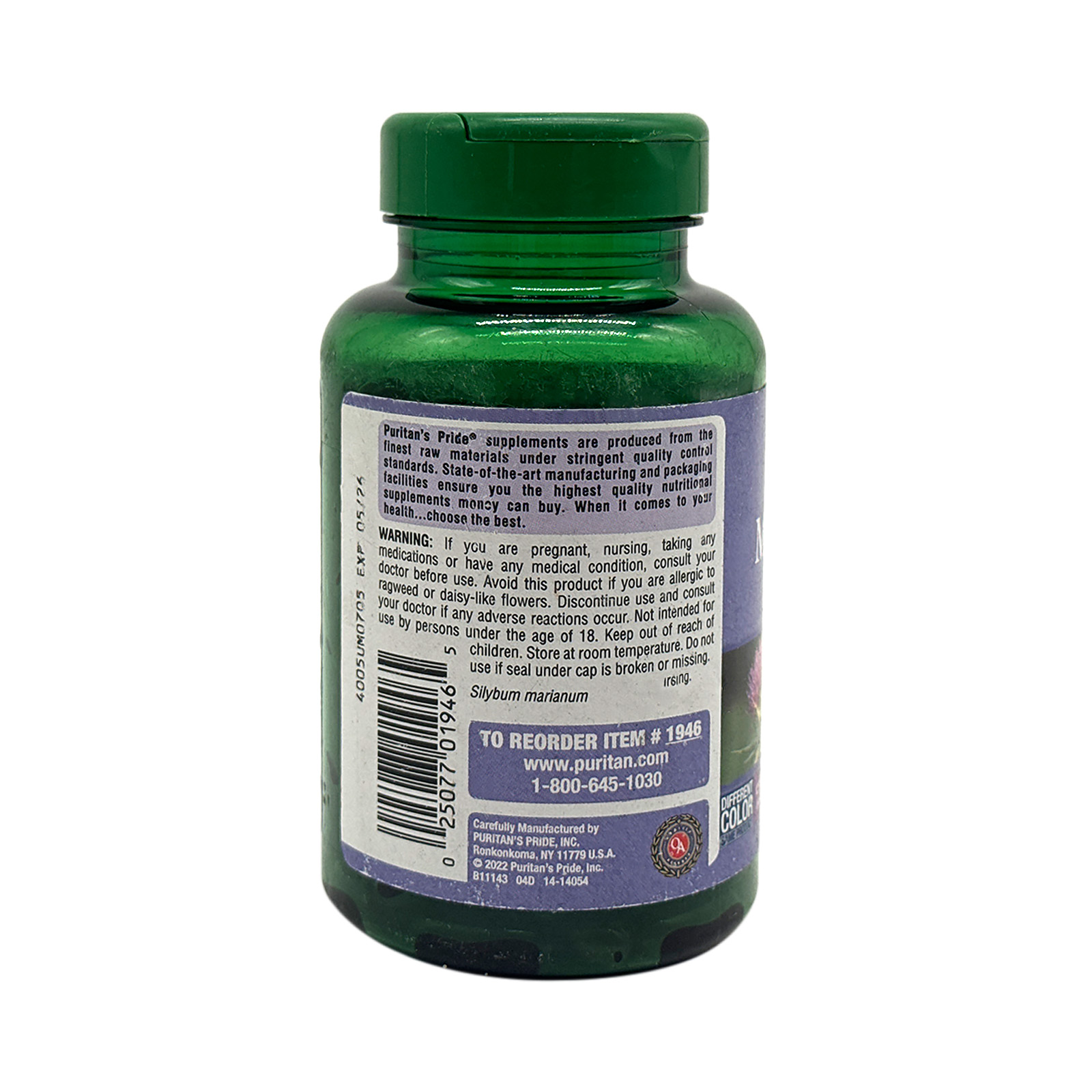 Puritan's Pride Milk Thistle 4:1 Extract 1000 mg,180 SoftGels