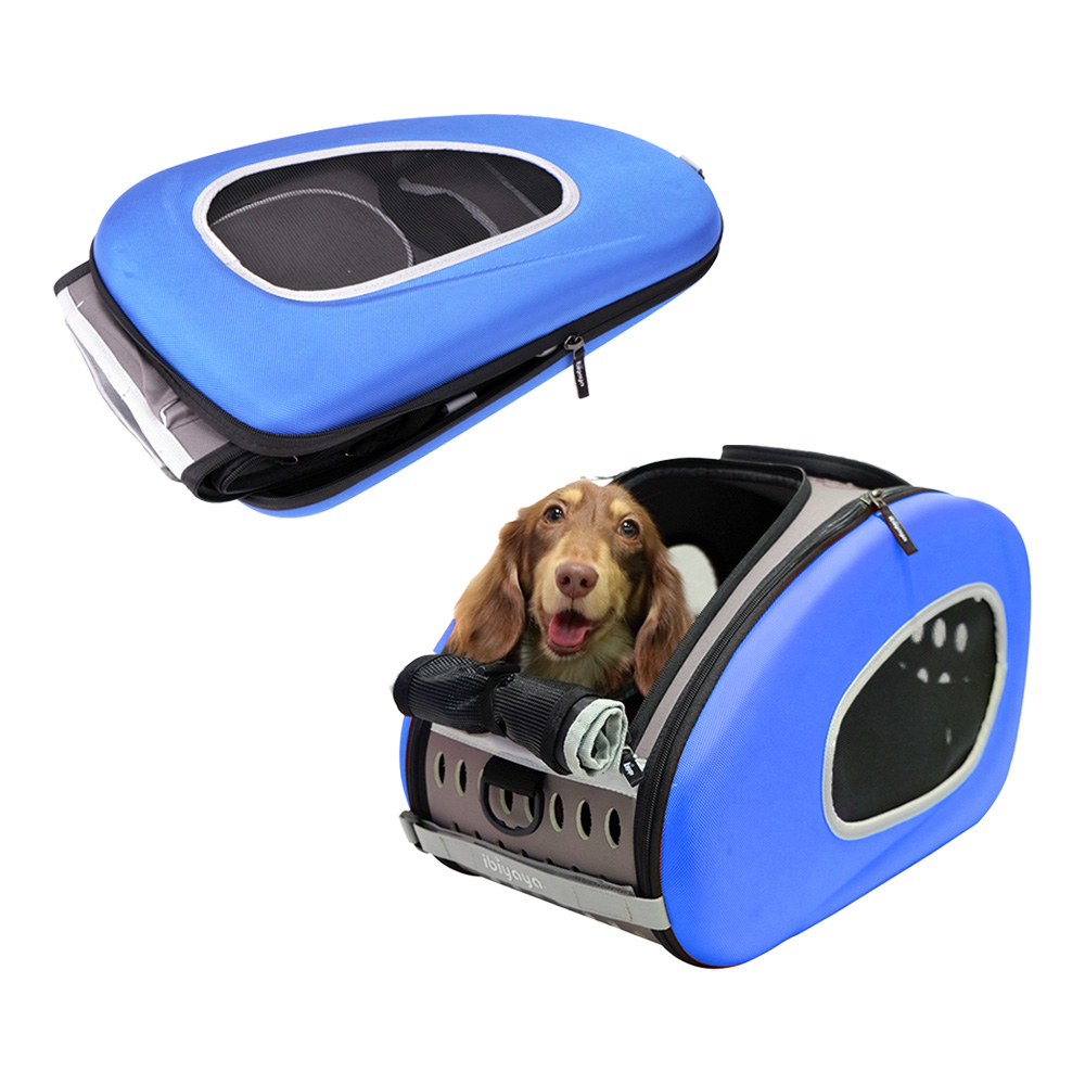 Ibiyaya - Compact 5-in-1 Convertible and Foldable Small Pet Carrier and Stroller - Multifunctional Combo System - Blue