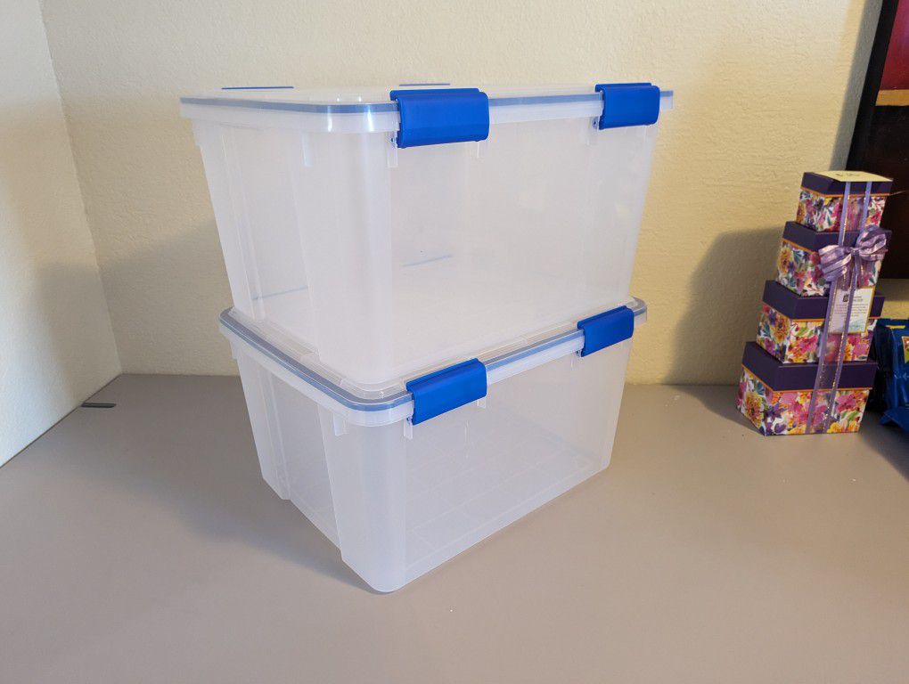 IRIS USA WEATHERPRO 44 Quart Stackable Storage Box with Airtight Gasket Seal Lid - 2 Pack