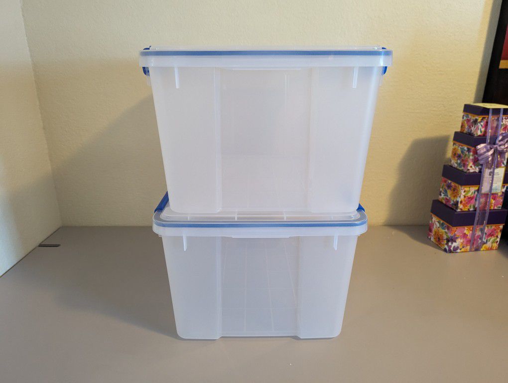 IRIS USA WEATHERPRO 44 Quart Stackable Storage Box with Airtight Gasket Seal Lid - 2 Pack