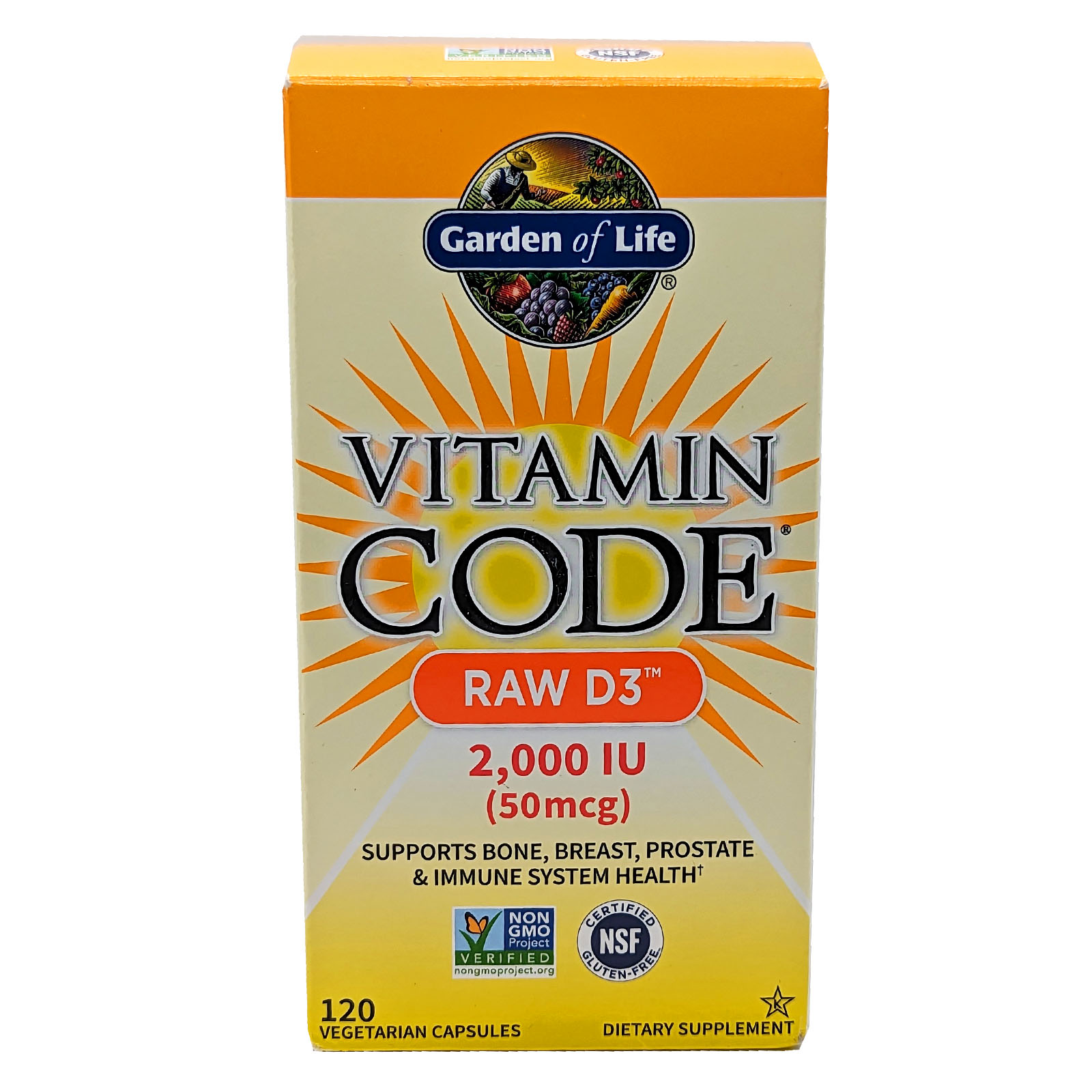 Garden of Life Vitamin Code RAW D3 2000 IU, 120 Veg Capsules 