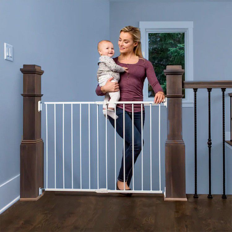 Regalo 2-in-1 Extra Wide 40" Stairway and Hallway Walk Through Baby Safety Gate - Hardware Mounting - White