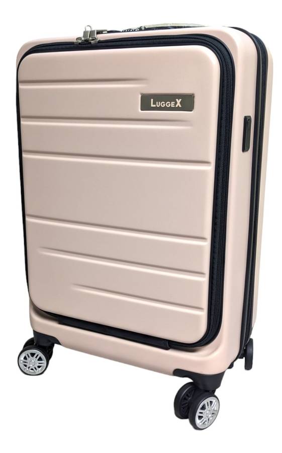 LUGGEX Carry On Luggage with Front Pocket, Expandable Polycarbonate Hard Shell - Pink - 20 Inch