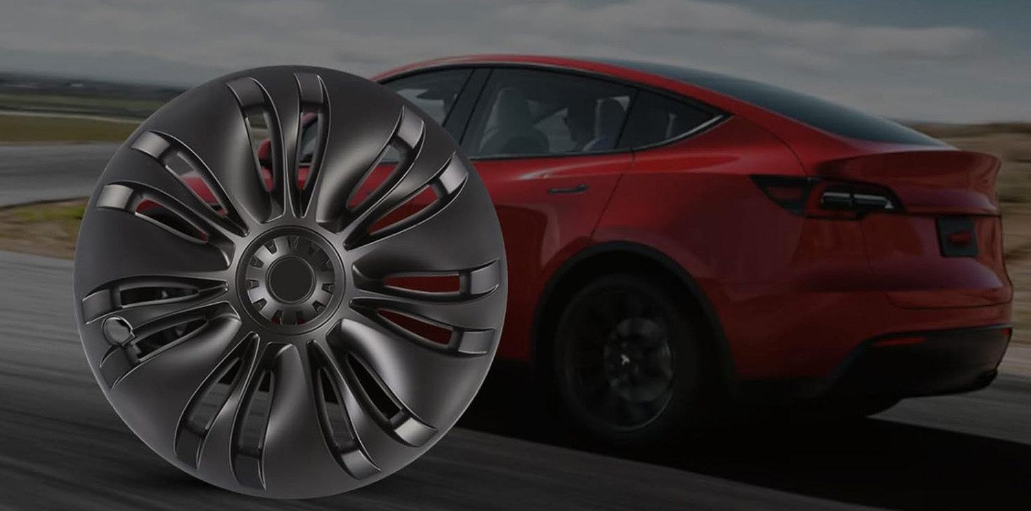 Terfulnel Wheel Covers/Hubcaps 19 Inch for 2019-2023 Tesla Model Y - 19 inch Turbo Style - Matte Black