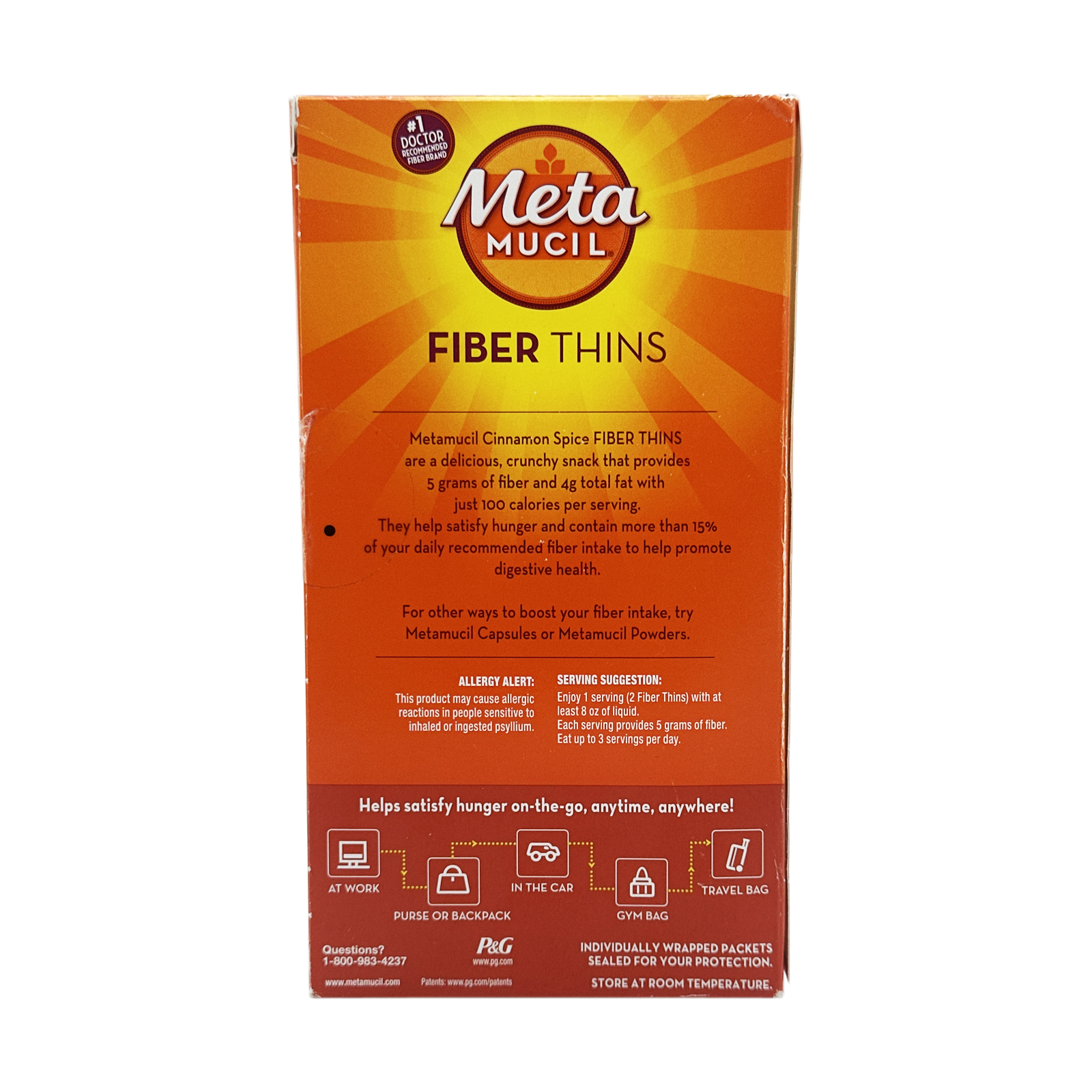 Metamucil Cinnamon Spice Fiber Thins - 12 Packets (2 Fiber Thins per Packet)