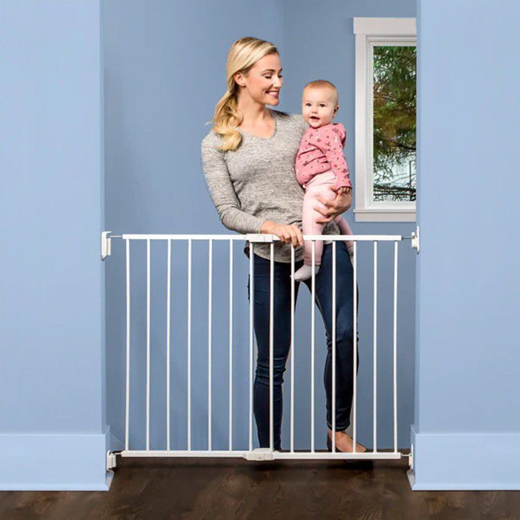 Regalo 2-in-1 Extra Wide 40" Stairway and Hallway Walk Through Baby Safety Gate - Hardware Mounting - White