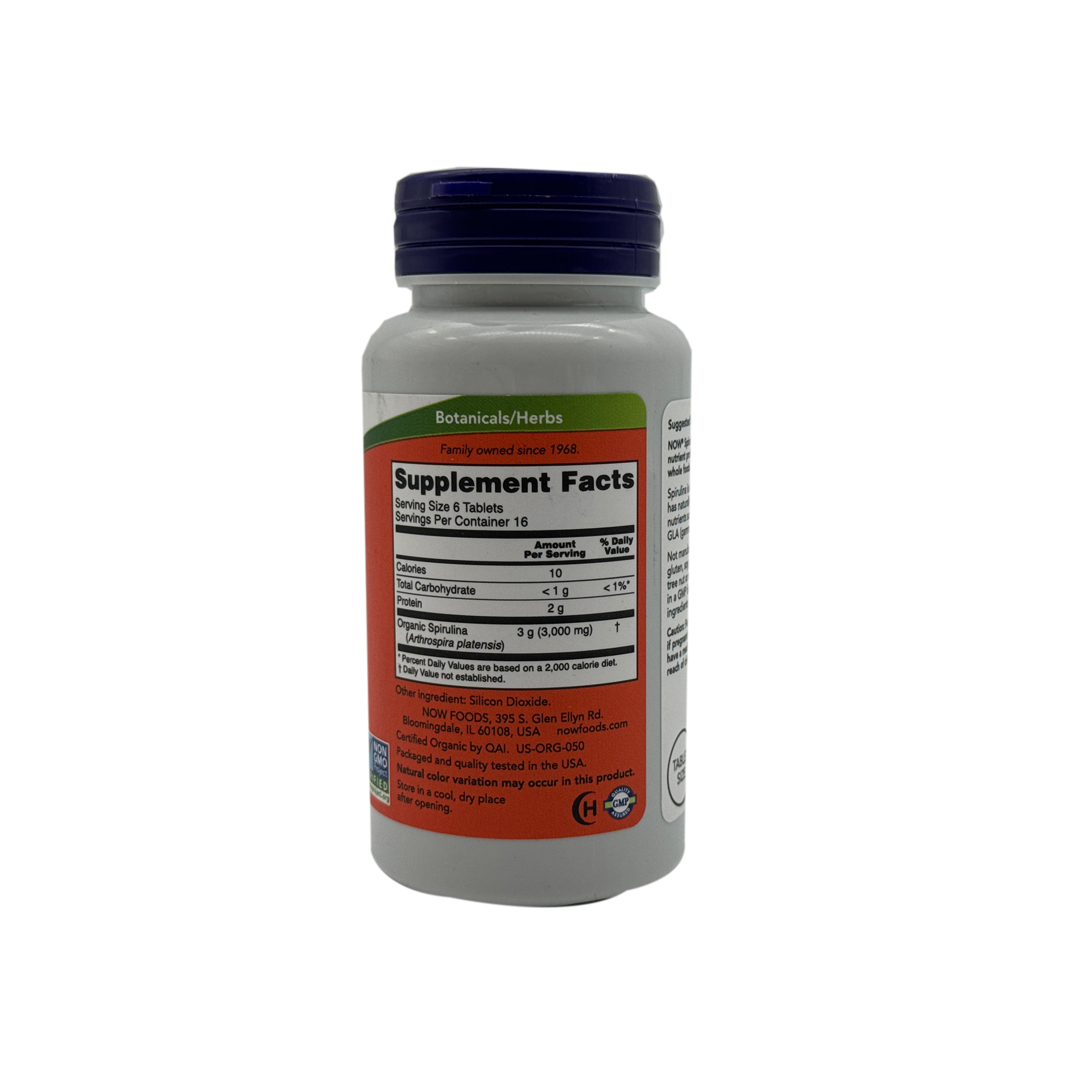 NOW Foods - Organic Spirulina 500 mg. - 100 Tablets