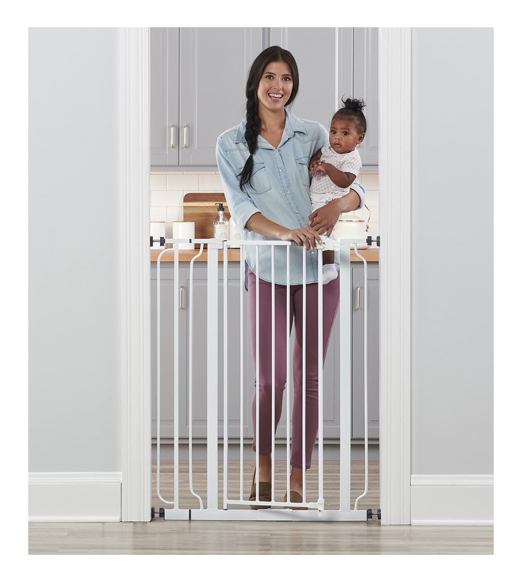 Regalo Easy Step 36" Extra Tall Walk Thru Baby Gate - Includes 4-Inch Extension Kit, 4 Pack Pressure Mount Kit, and 4 Pack Wall Cups and Mounting Kit