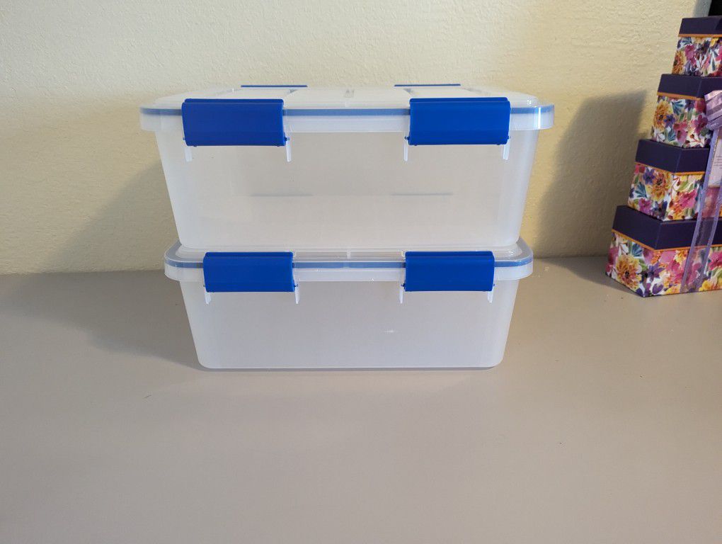 IRIS USA WEATHERPRO - 16 Quart Stackable Storage Box with Airtight Gasket Seal Lid - 2 Pack