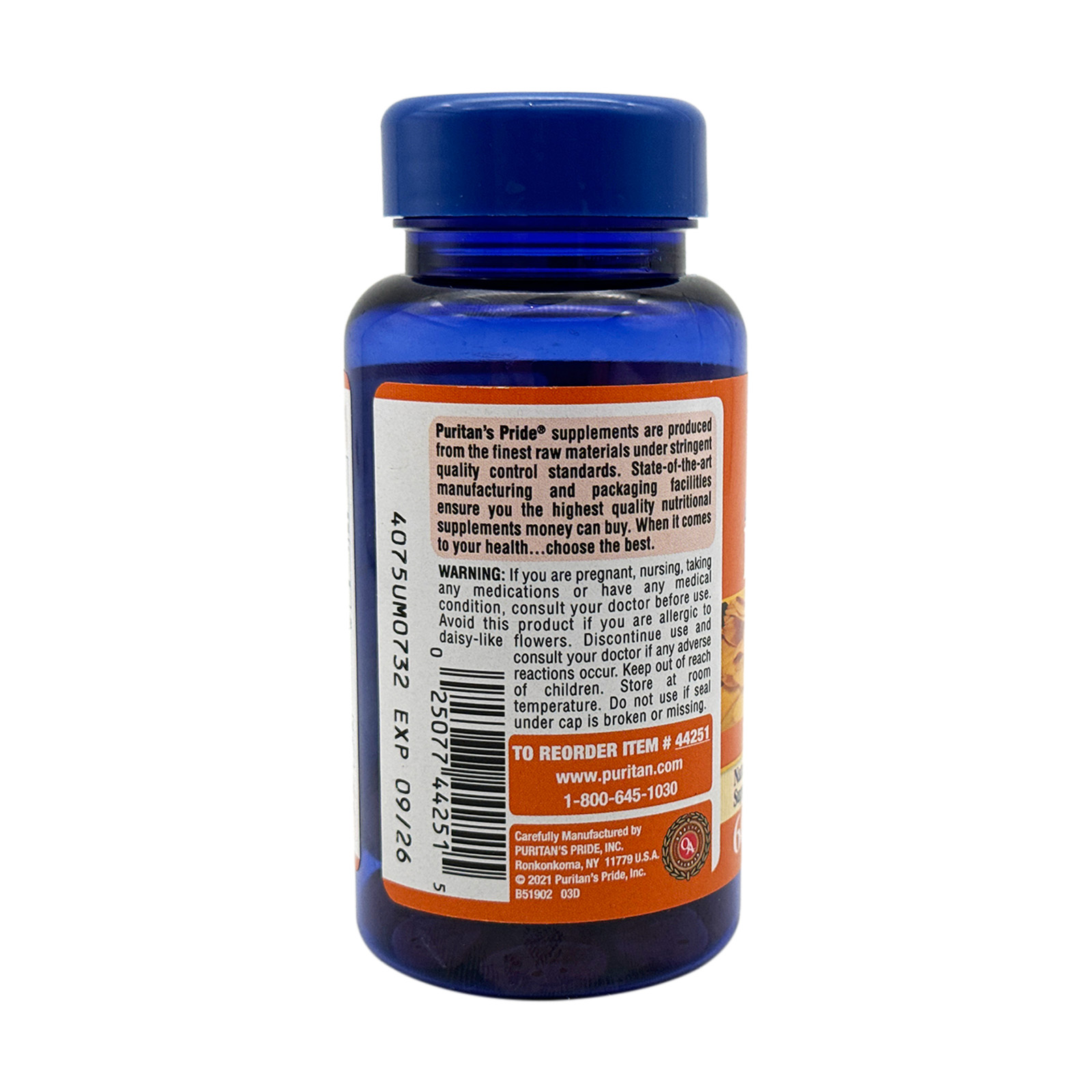 Puritan's Pride Lutein 40mg With Zeaxanthin, 60 Softgels