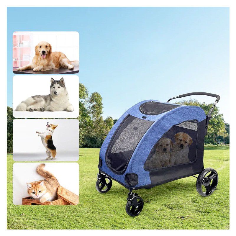 Poloma Foldable 4 Wheel Pet Jogger Stroller - Blue