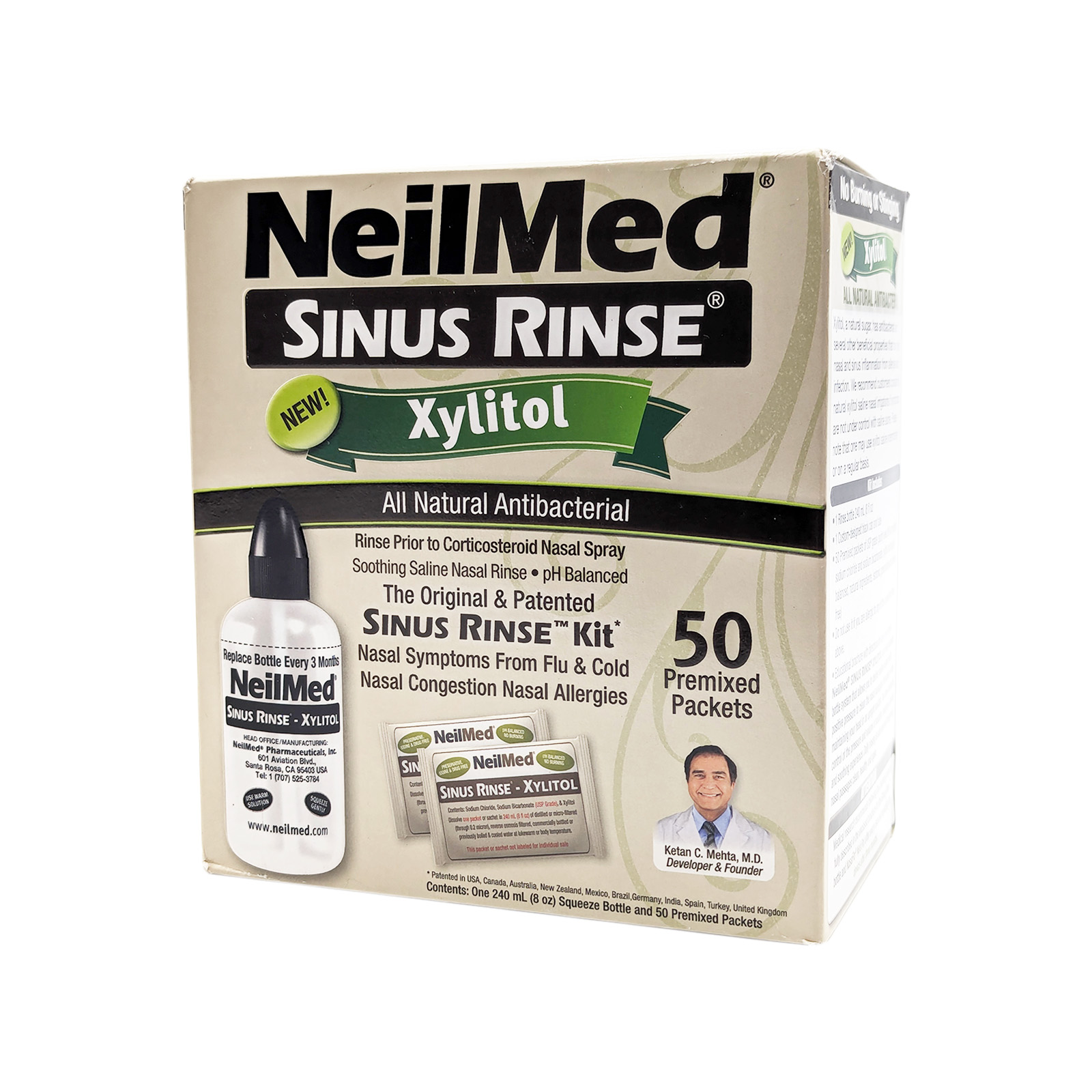 NeilMed Sinus Rinse Kit with Xylitol, 50 Count