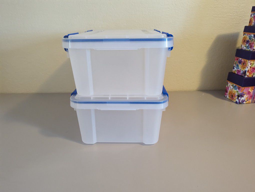 IRIS USA WEATHERPRO - 16 Quart Stackable Storage Box with Airtight Gasket Seal Lid - 2 Pack