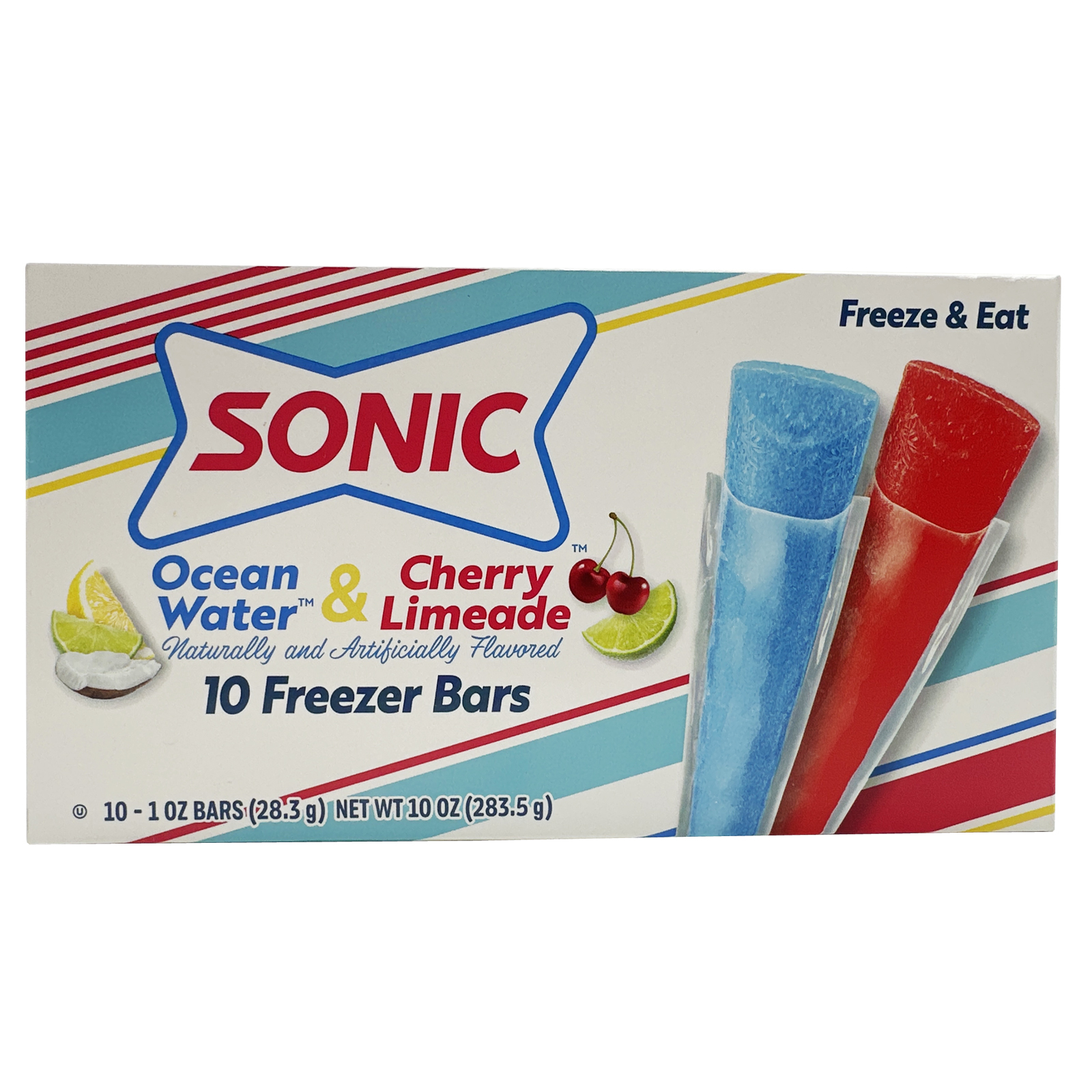 SONIC Ocean Water and Cherry Limeade 10 Freezer Bars 