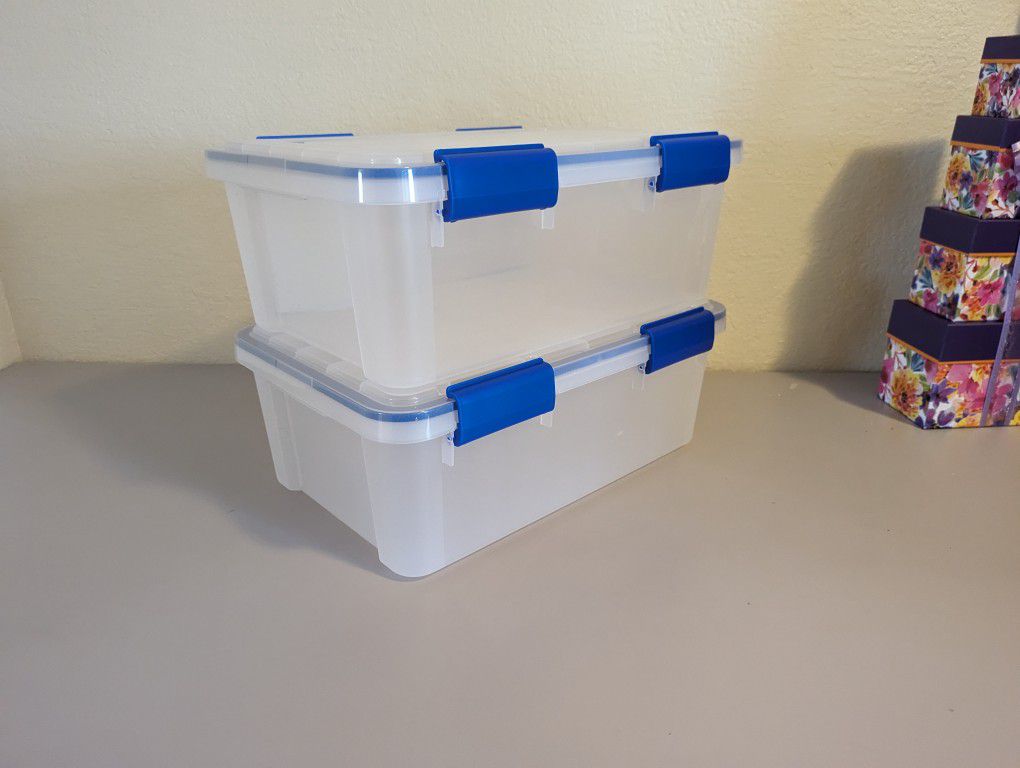 IRIS USA WEATHERPRO - 16 Quart Stackable Storage Box with Airtight Gasket Seal Lid - 2 Pack