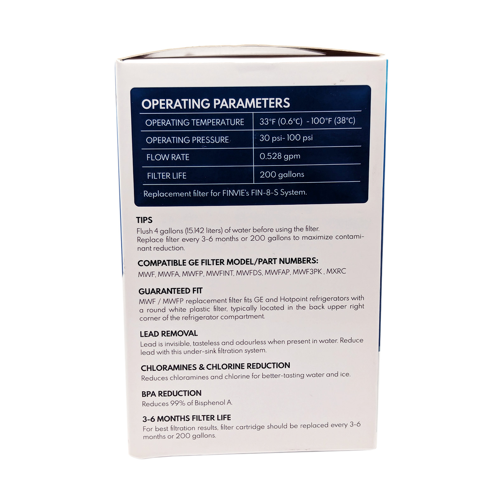 FINVIE FIN-8 Refrigerator Water Filter Replacement, Compatible with GE SmartWater MWF, MWFA, MWFP, MWFINT, GWF, GWFA, Kenmore 9991, 46-9991, HDX FMG-1, WFC1201