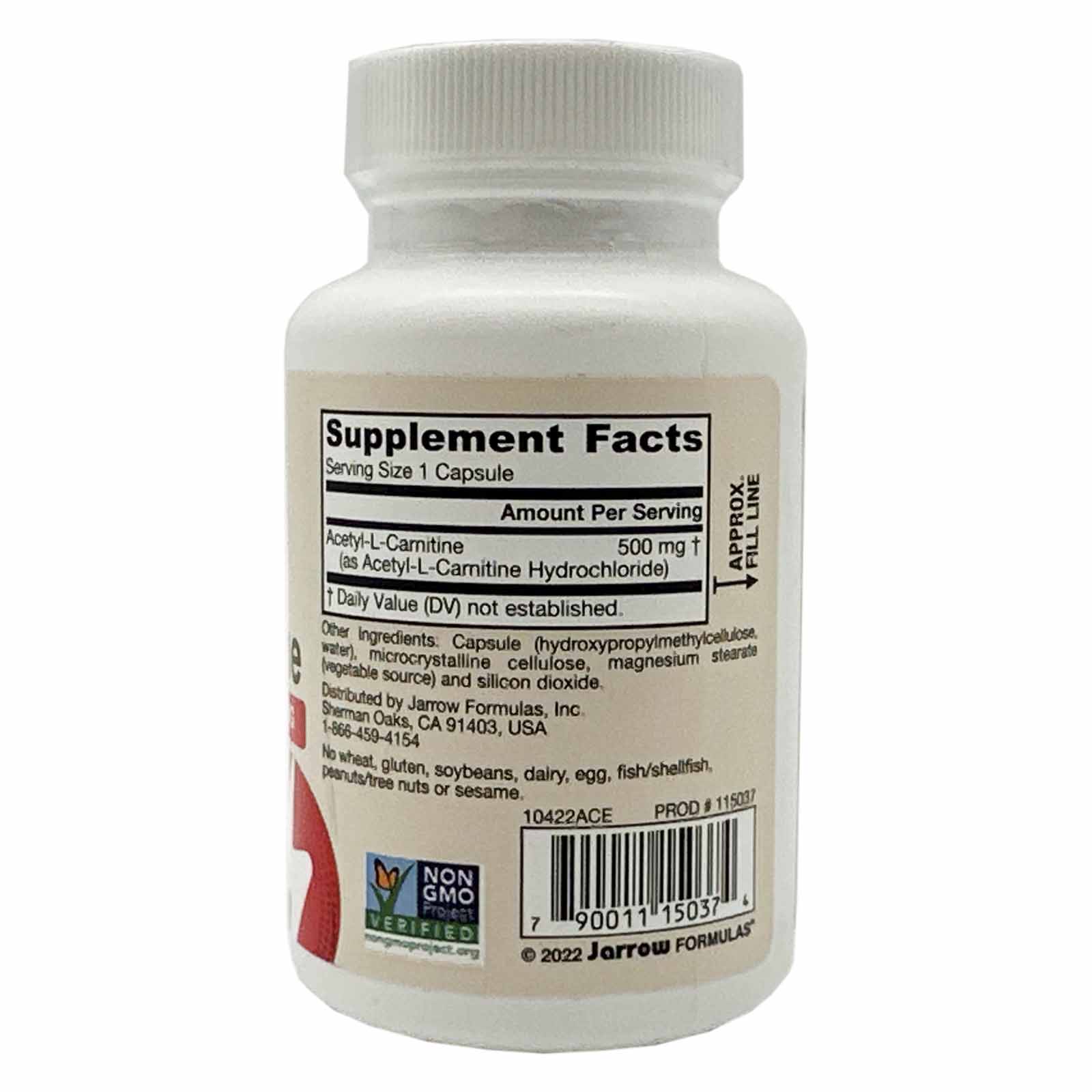 Jarrow Formulas Acetyl L-Carnitine, 500 mg, 60 Veggie Capsules