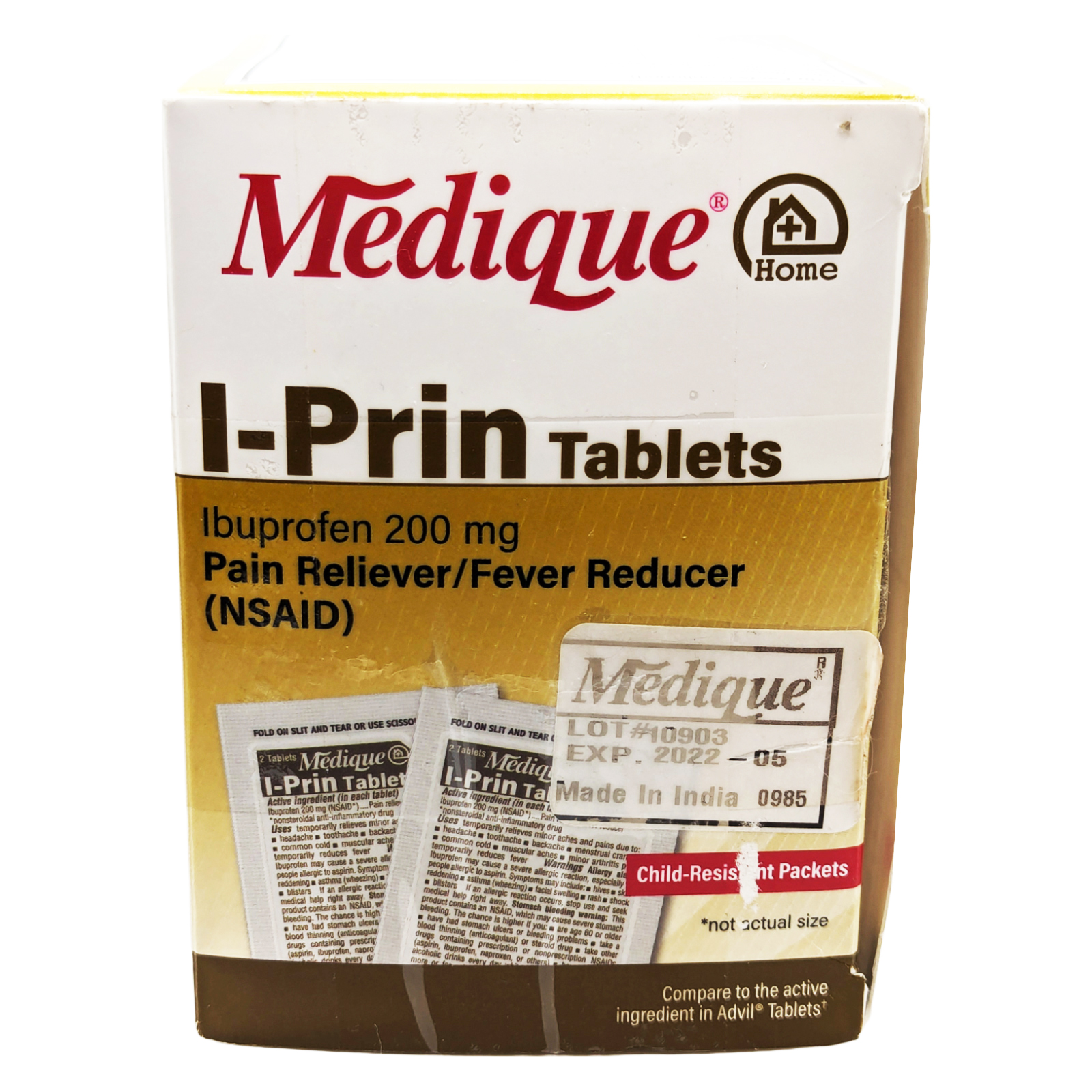 Medique I-Prin Ibuprofen (NSAID) 200 mg - 100 Tablets