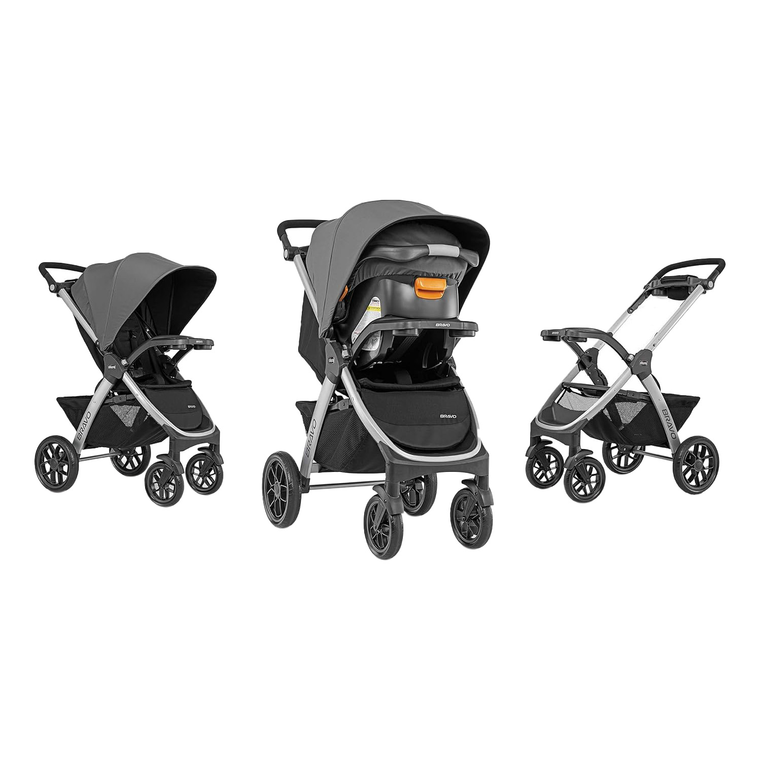 Chicco Bravo Trio Travel System 3-in-1 Car Seat Stroller Grey/Black