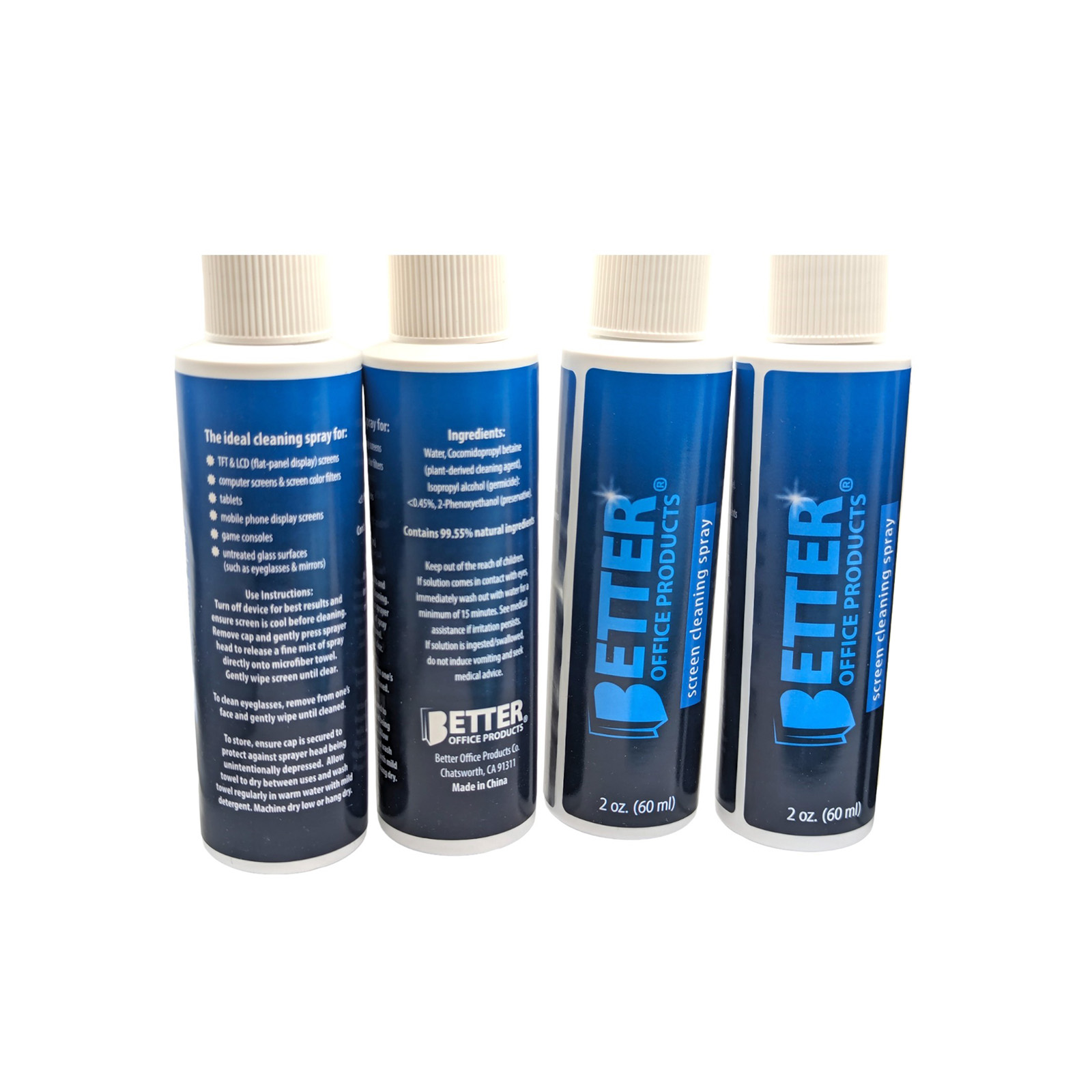 Better Office Products - Screen Cleaner Spray 10 Pack for Computers, Laptops, LDC/LED/TV Screens - (Each 2 oz/60 ml, Total 20 oz) with 1 Extra-Large Microfiber Cleaning Towel