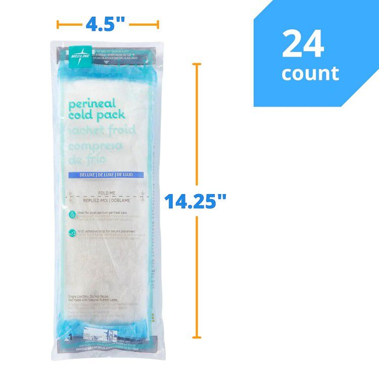 Medline Deluxe Perineal Cold Packs with Adhesive Strip - Pack of 24