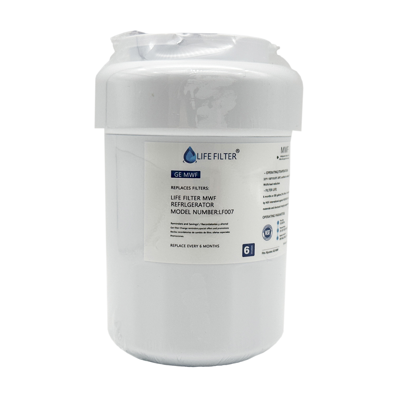 Life Filter MWF Water Filter for GE Refrigerators, Replacement for GE MWF