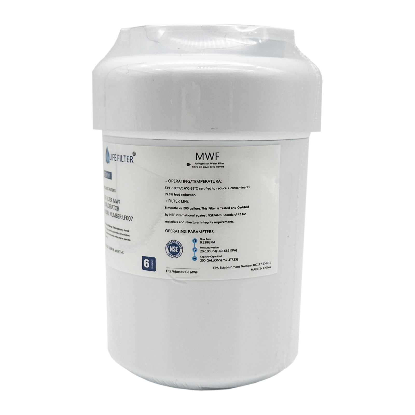 Life Filter MWF Water Filter for GE Refrigerators, Replacement for GE MWF
