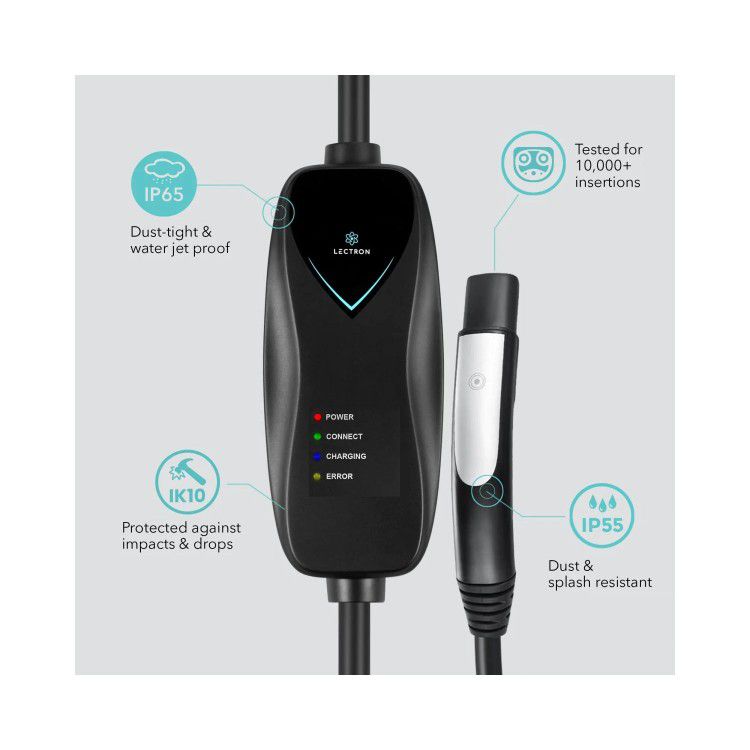 Lectron Level 1 Tesla Charger - 110V, 15 Amp, NEMA 5-15 Plug, 16 ft Extension Cord - Portable Electric Car Charger for Tesla - Compatible with All Tesla Models X/Y/3/S