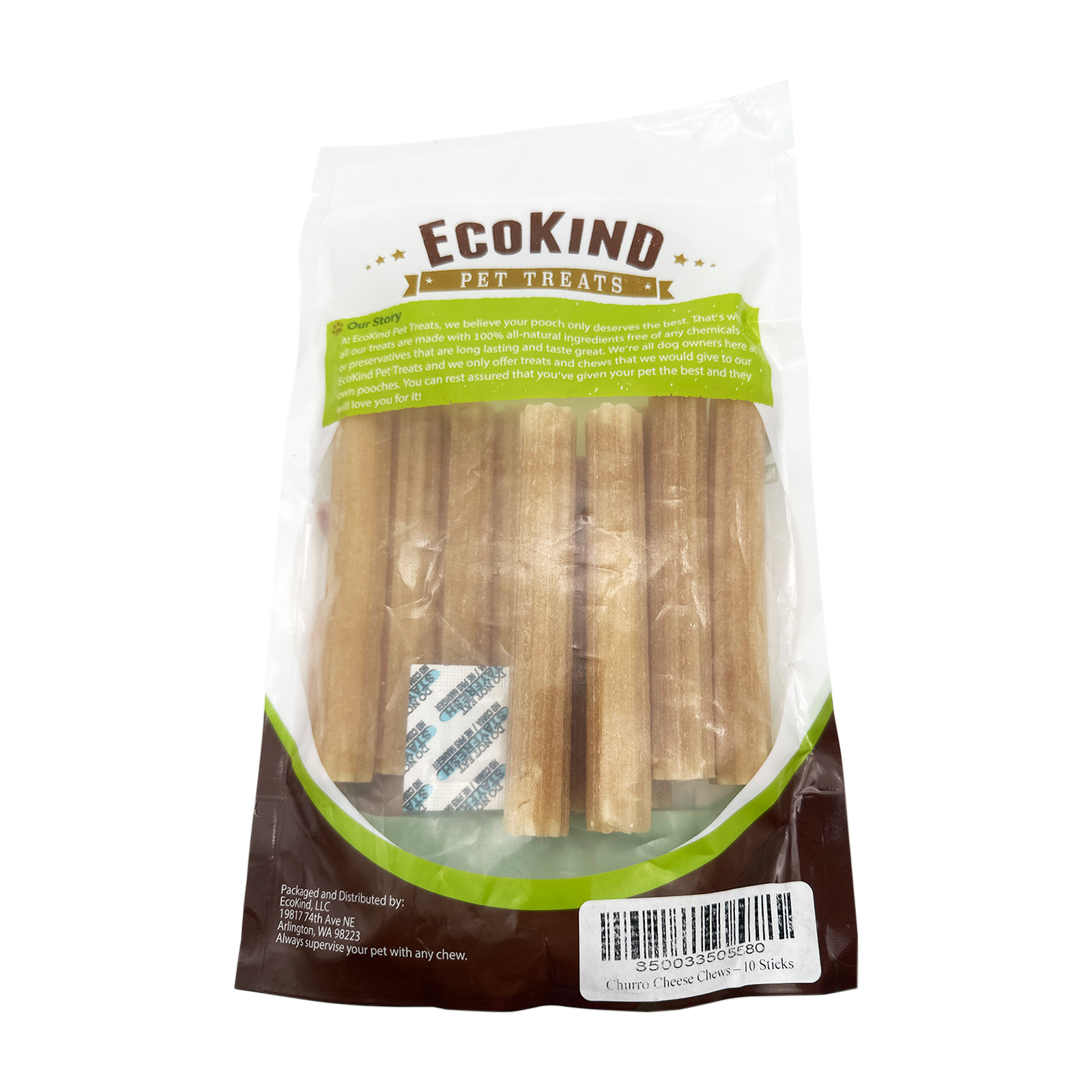 EcoKind Pet Treats - Cheese Flavored Churro Chews - 10 Sticks (2 Pack)