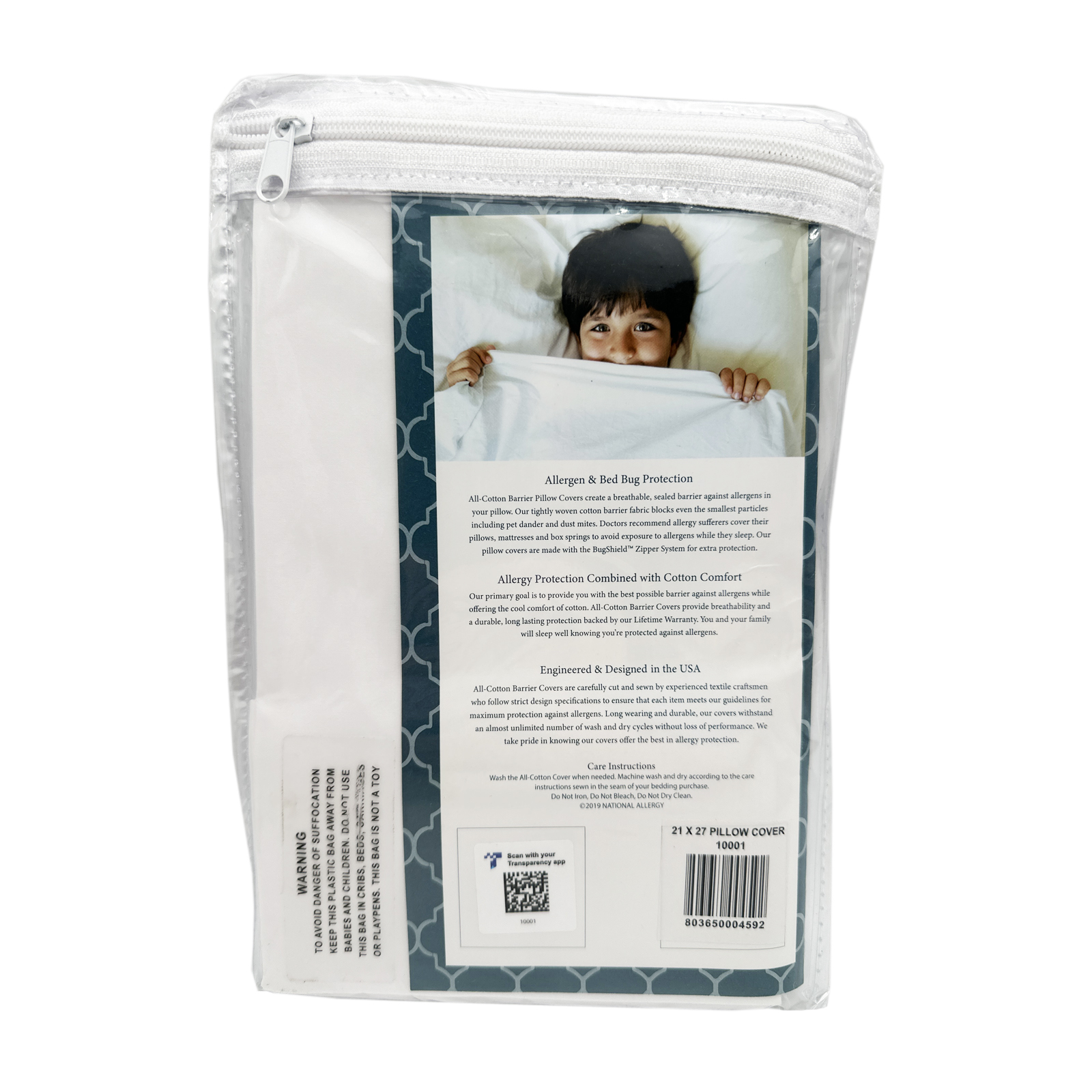 National Allergy Premium 100% Cotton Zippered Pillow Protector (1 Pack)