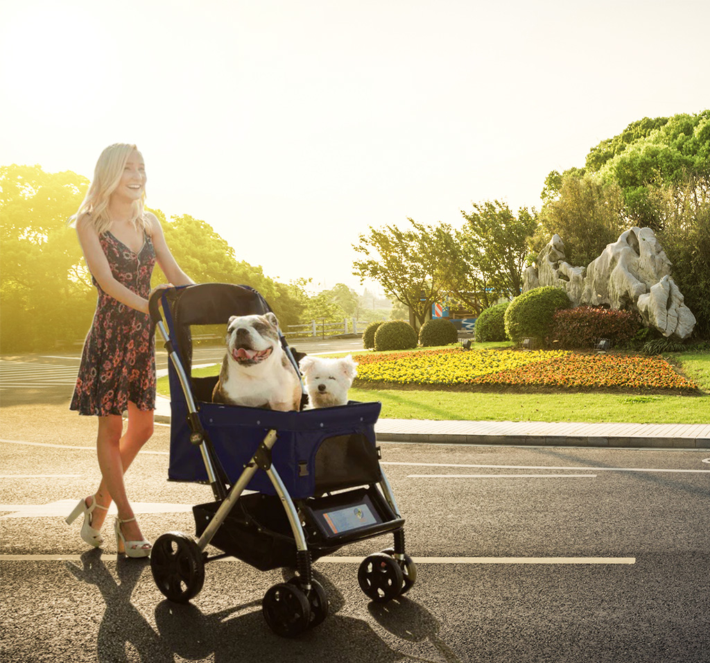 HPZ™ PET ROVER Premium Stroller For Small/Medium/Large Dogs, Cats And Pets (Midnight Blue)