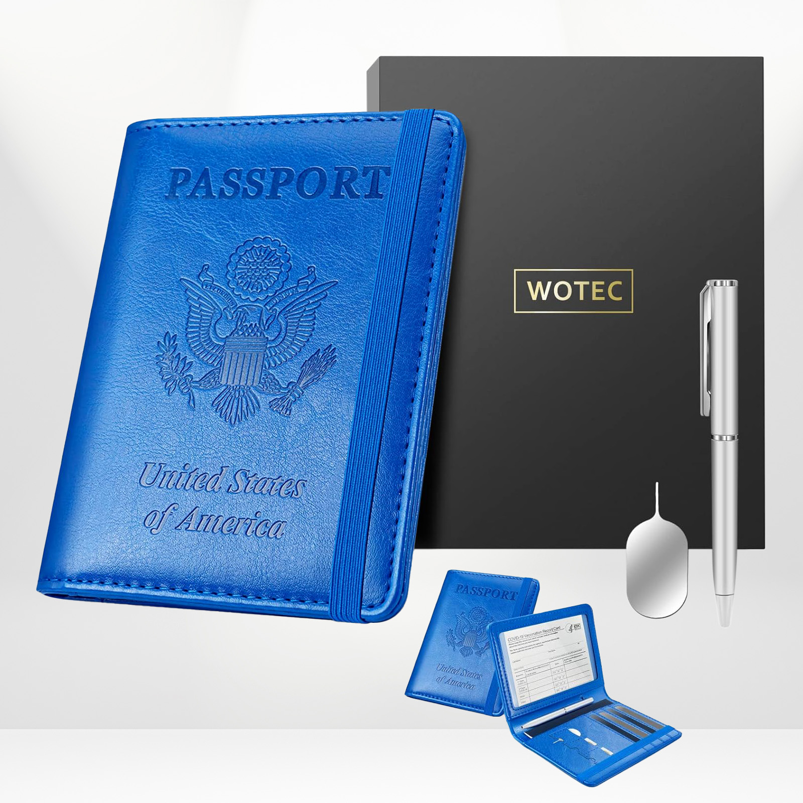 Wotec Passport and Vaccine Card Holder - Blue