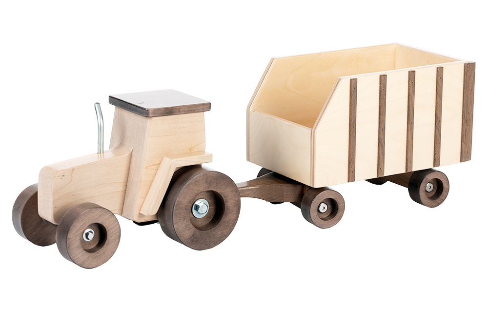 American Made Wooden Toy Tractor - Walnut/Maple Wood