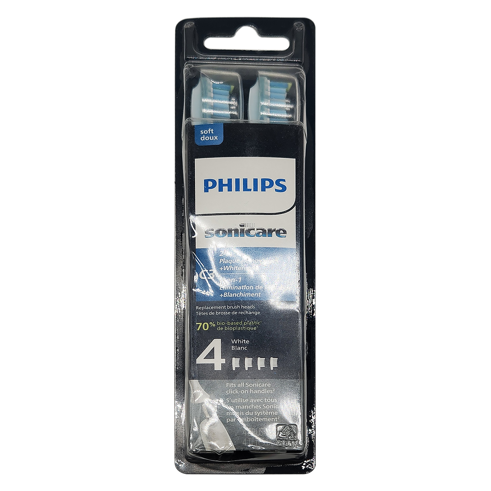 Philips Sonicare C3 Premium 2-in-1 Plaque & Whiten Brush Head - HX9044/65 - White - 4ct