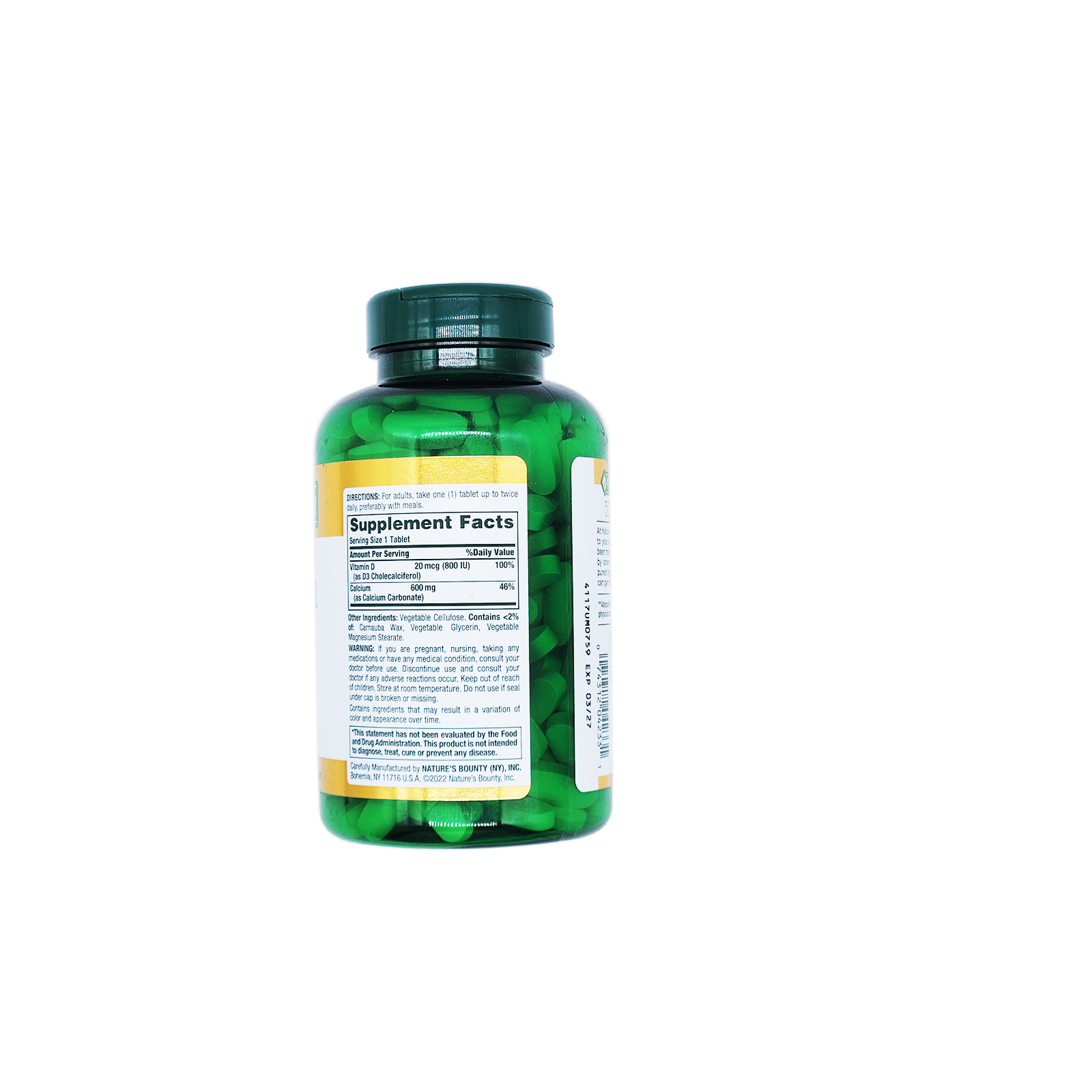 Nature's Bounty Calcium 600 + Vitamin D3 Tablets 600 Mg 250 Ct