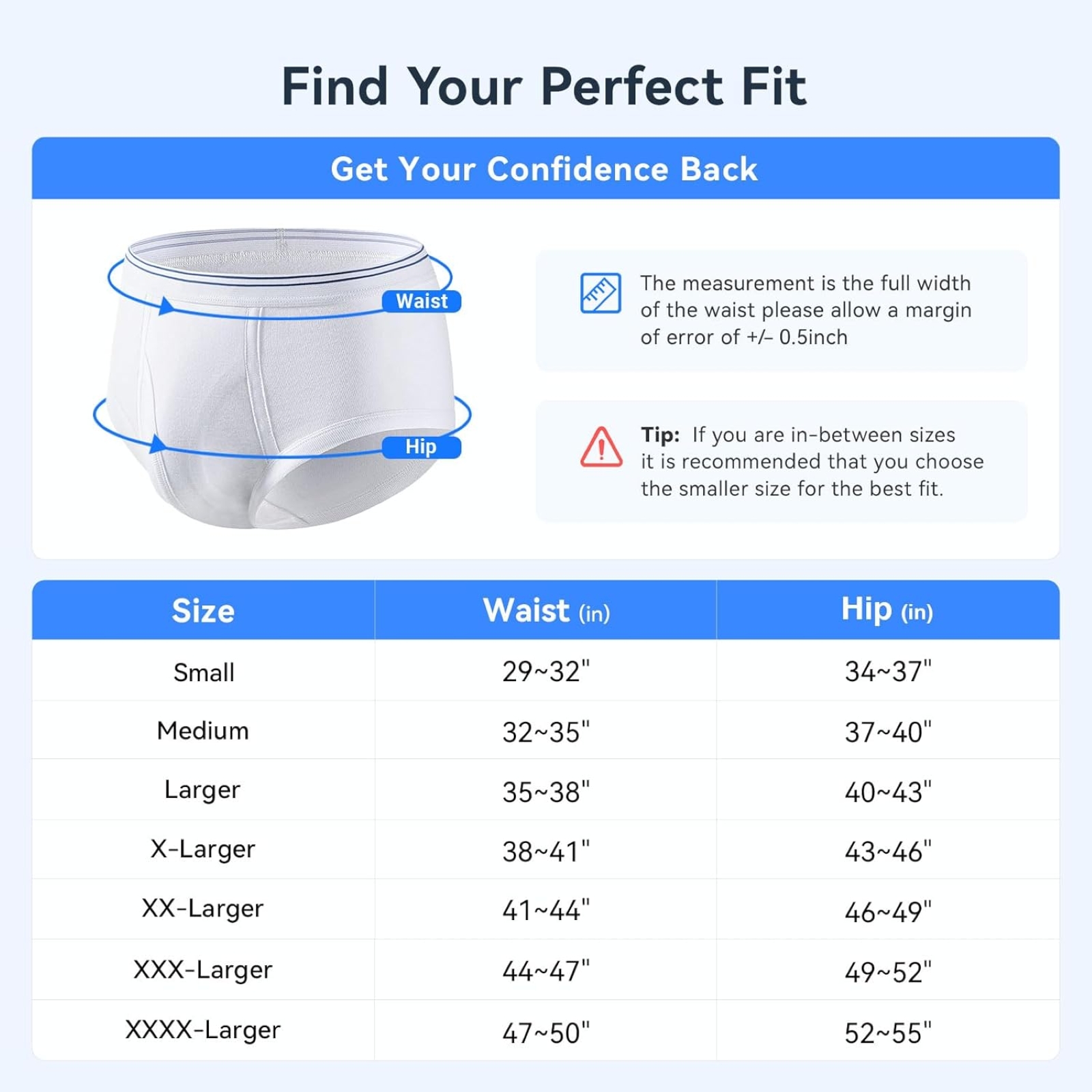 Carer Mens Incontinence Underwear Washable 3 Pack Cotton Reusable Incontinence Boxers Briefs for Men Built in Cotton Pad for Bladder Leakage 150ML, 2X-Large