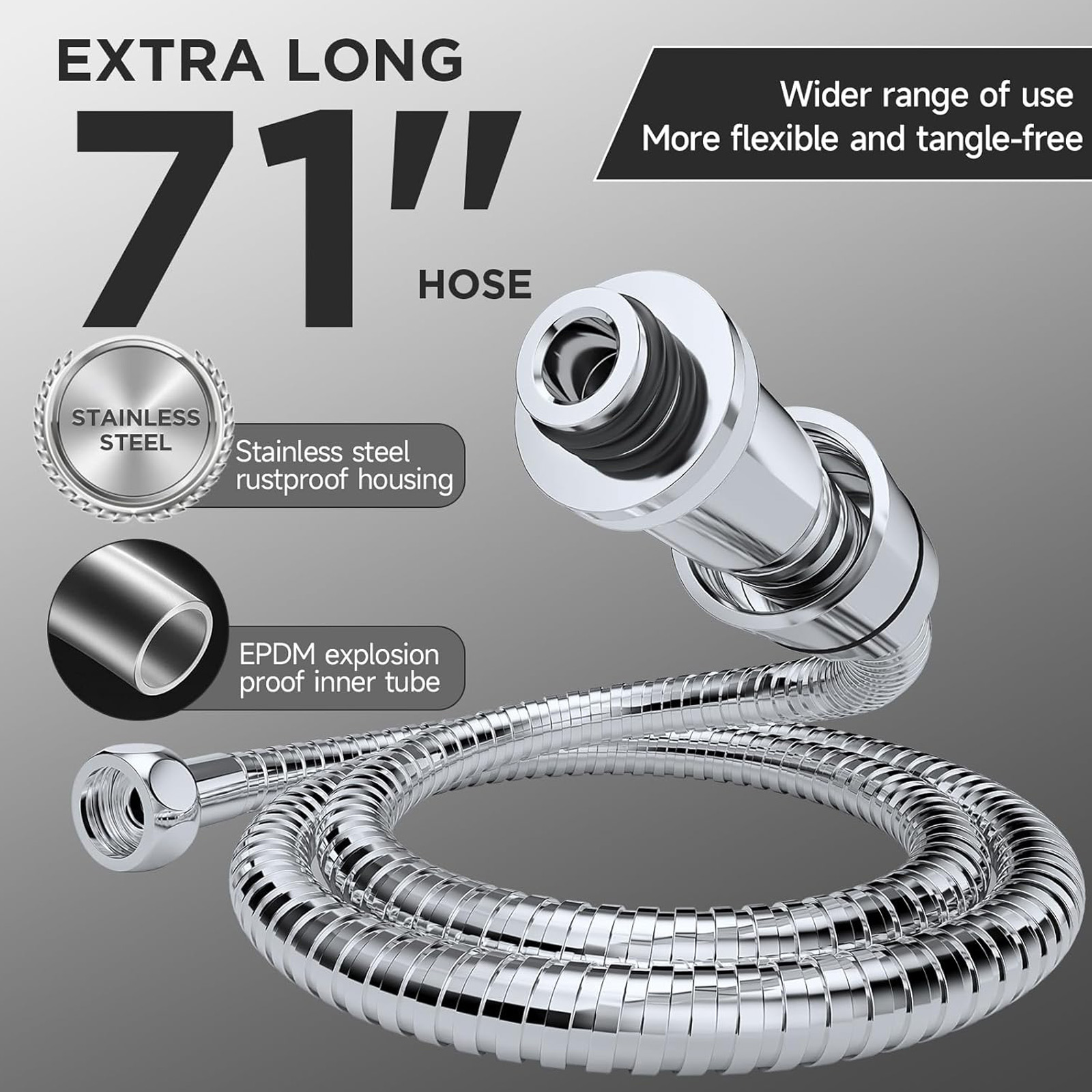 Veken Wide Rain Shower Head with 6 Modes Handheld Water Spray, High Pressure Showerhead Combo with Arm for Bathroom Accessories，Home Decor Adjustable Dual Shower with Anti-Clog Nozzles,Silver Chrome