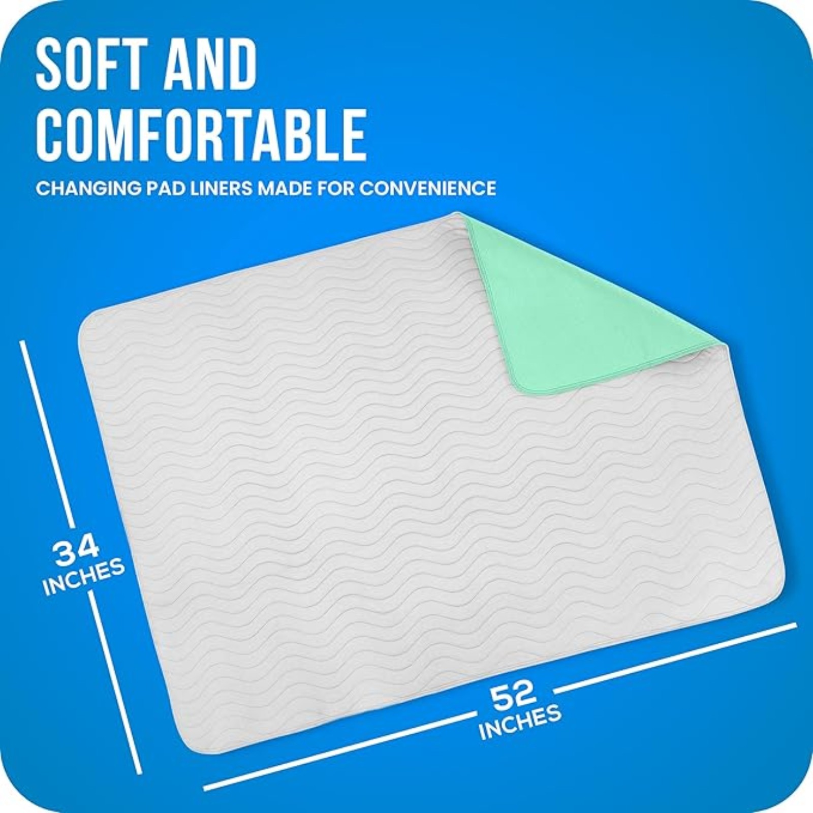 Utopia Bedding Washable Pee Pads for Dogs 34" x 52" (Pack of 4), Waterproof Incontinence Bed Pads for Adults, Elderly and Kids, Heavy Absorbency Pet Training Pads for Sofa and Couch (White, Green)