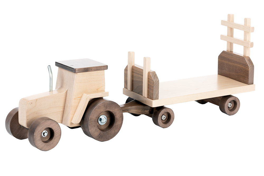 American Made Wooden Toy Tractor - Walnut/Maple Wood