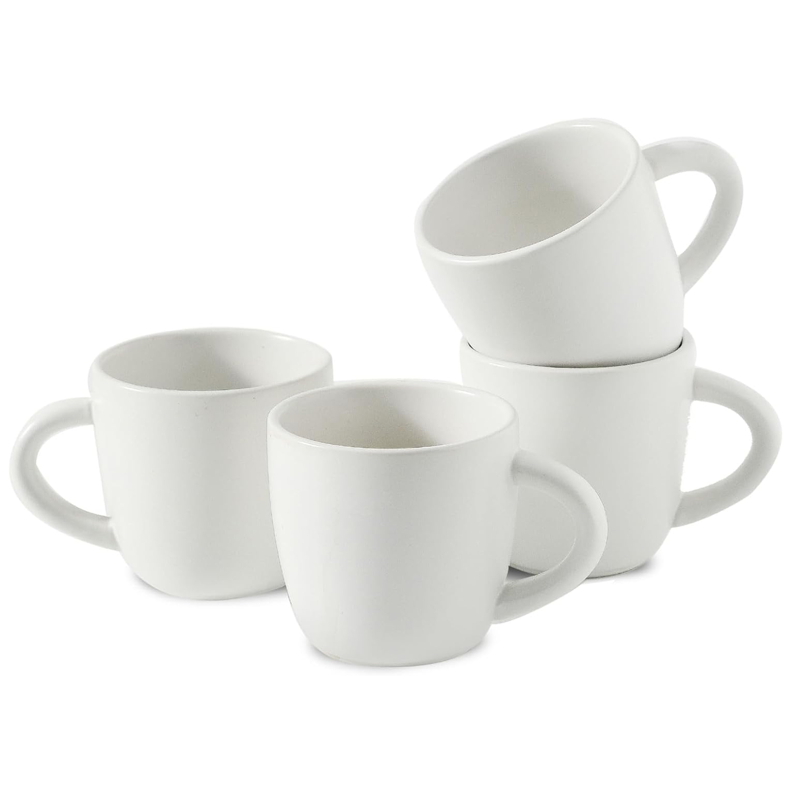 Hasense Espresso Cups Set of 4 Perfect for Demitasse, Cappuccino, Tea Bag and Juice, 5 Ounce Ceramic Stackable Mini Coffee Mugs Suit for Espresso Machine and Coffee Maker, White