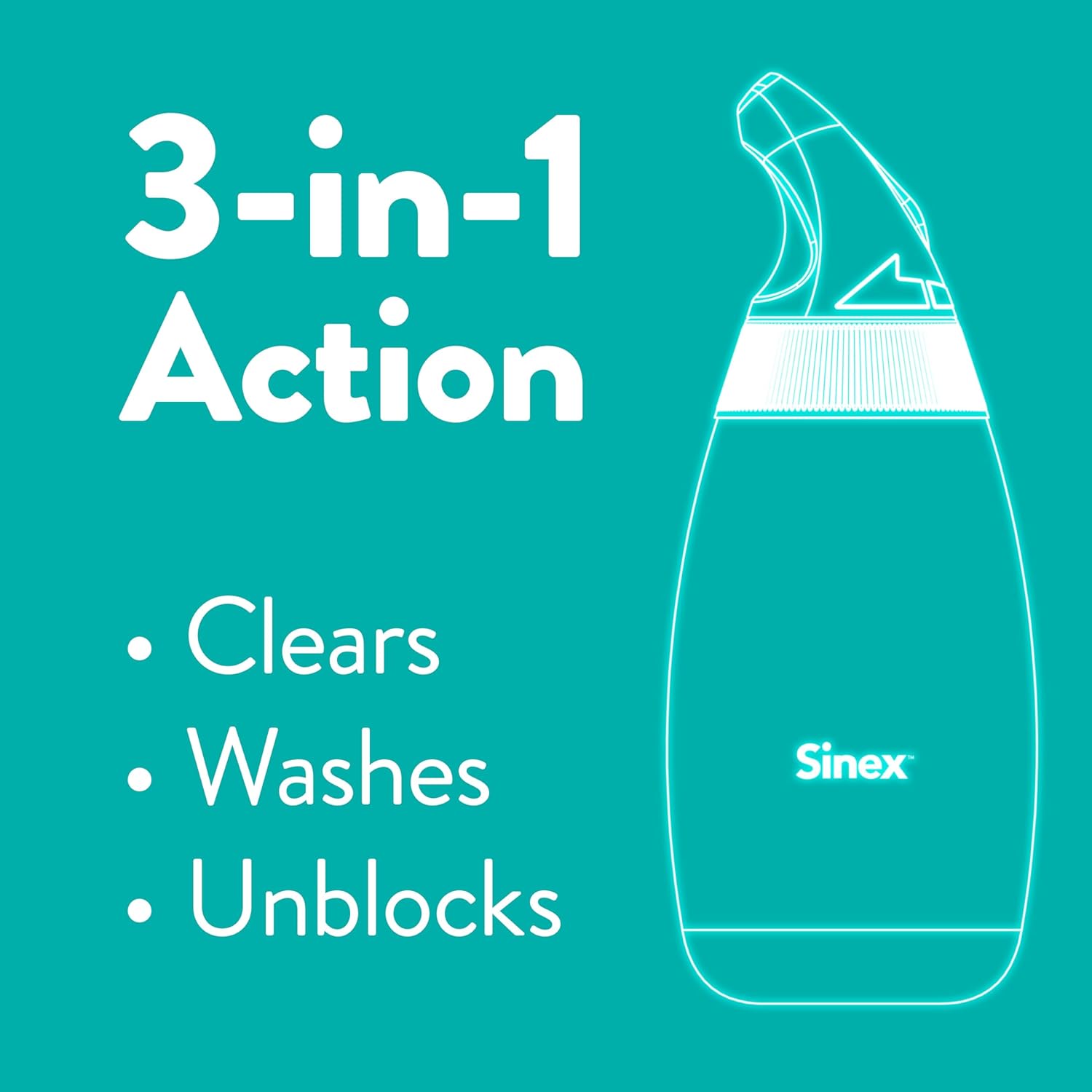 Vicks Sinex Saline Nasal Rinse Starter Kit, Drug Free Saline, Flush Out Mucus and Allergens, Fast & Effective Relief for Everyday Congestion from Sinus & Allergy, 1 Bottle + 30 Refill Packets