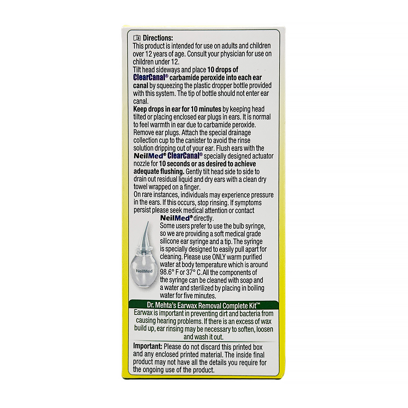 NeilMed Clearcanal Ear Wax Removal Complete Kit - 75mL