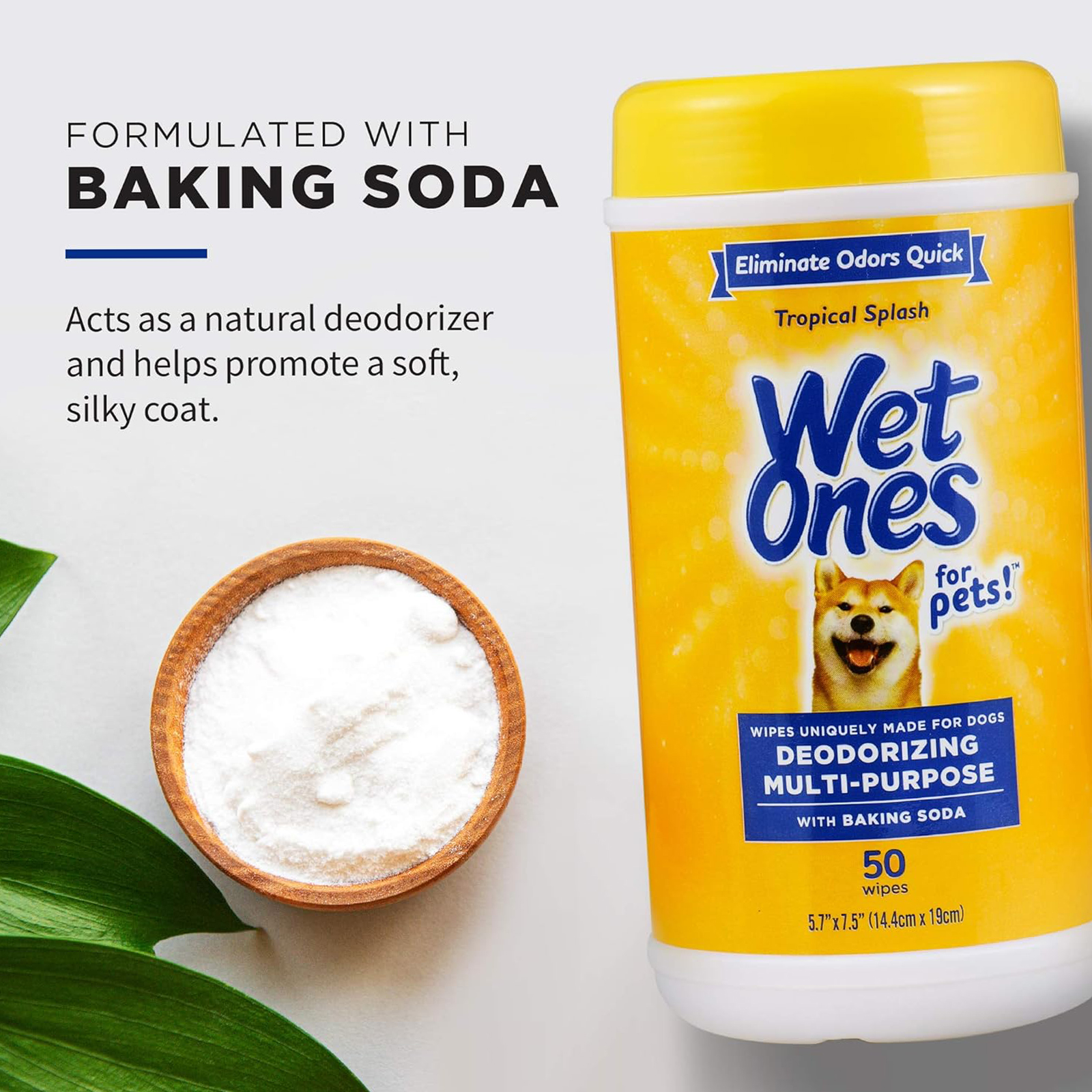 Wet Ones for Pets Deodorizing Multi-Purpose Dog Wipes With Baking Soda Dog Deodorizing Wipes For All Dogs in Tropical Splash Scent, Wet Ones Wipes for Deodorizing Dogs 50 Count (Pack of 12)