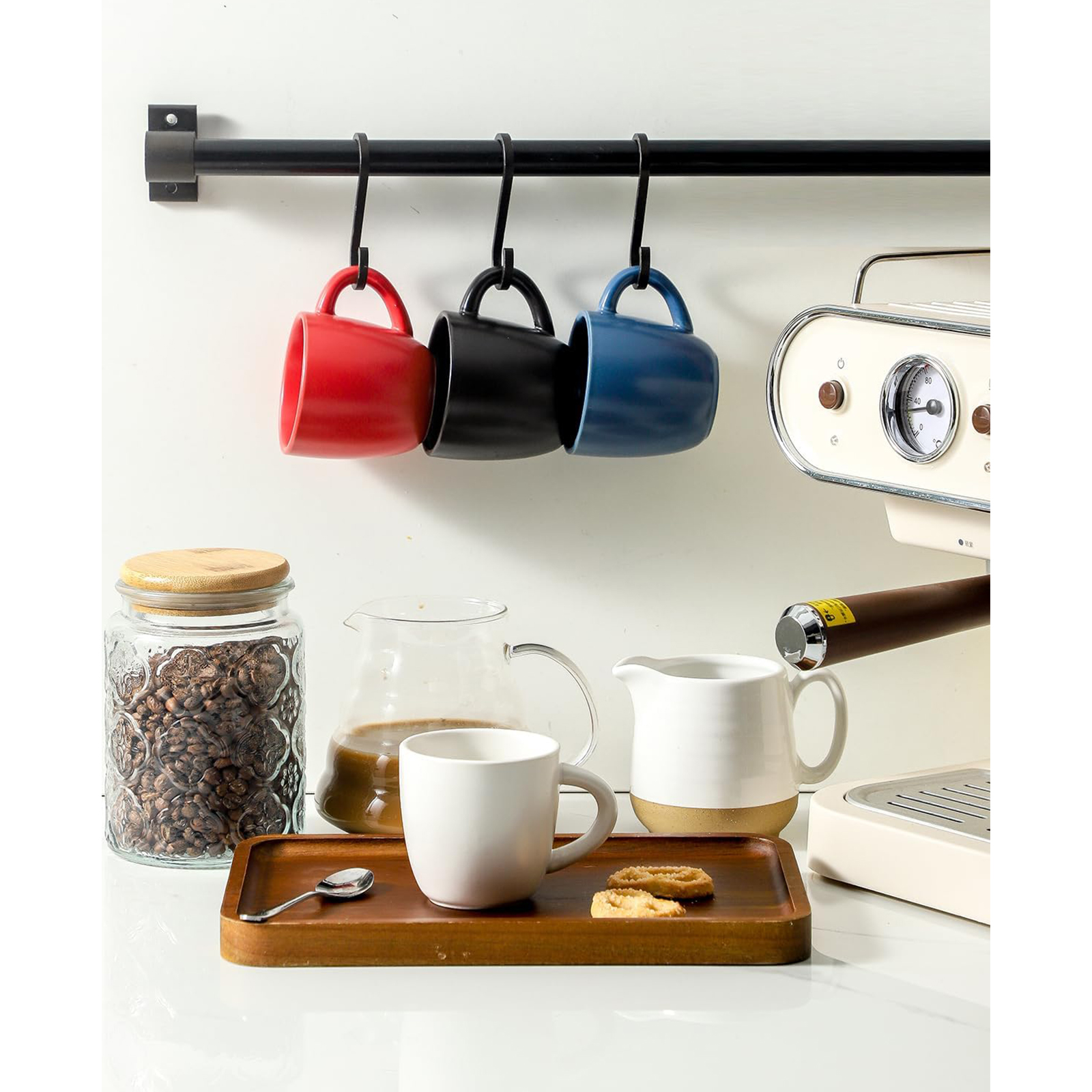 Hasense Espresso Cups Set of 4 Perfect for Demitasse, Cappuccino, Tea Bag and Juice, 5 Ounce Ceramic Stackable Mini Coffee Mugs Suit for Espresso Machine and Coffee Maker, White