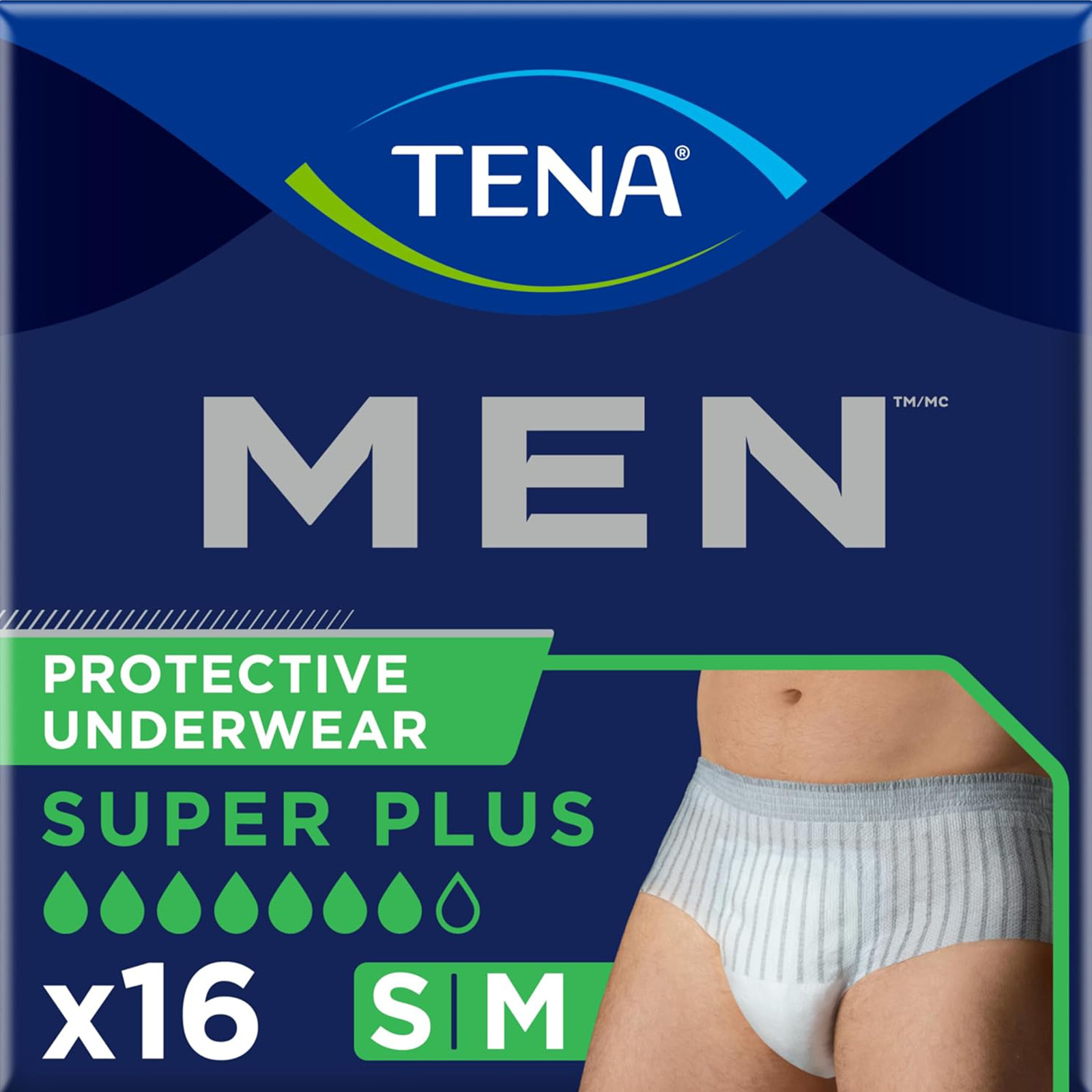 Tena Incontinence Underwear for Men, Protective, Small/Medium, 16 Count