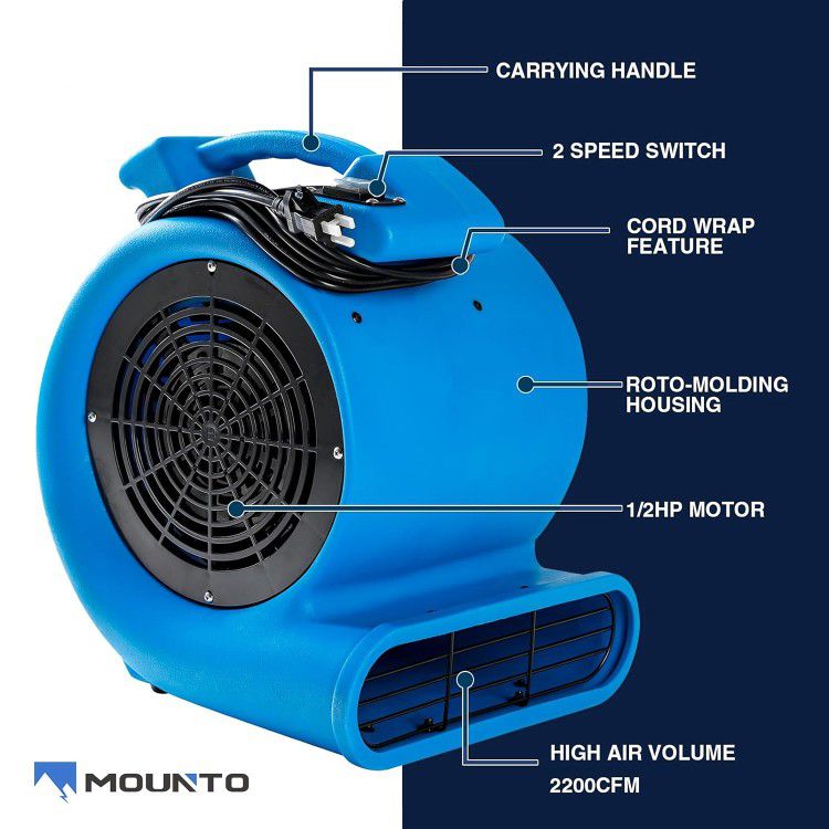 Mounto 1/2hp Air Mover Floor Drying Blower Fan