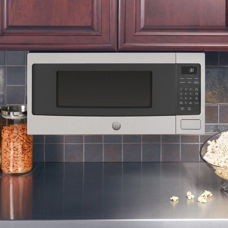 GE - Profile Series PEM31SFSS - 1.1 Cu. Ft. Mid-Size Microwave with Sensor Cooking - Stainless Steel