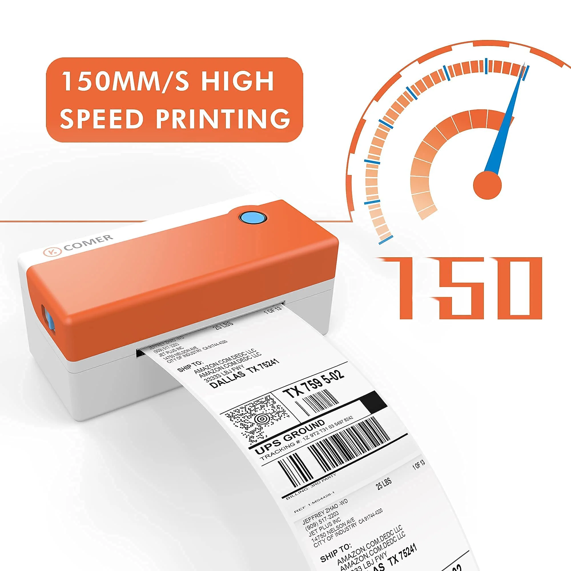 K Comer Shipping Label Printer 150mm/s High-Speed Direct Thermal Label Printing