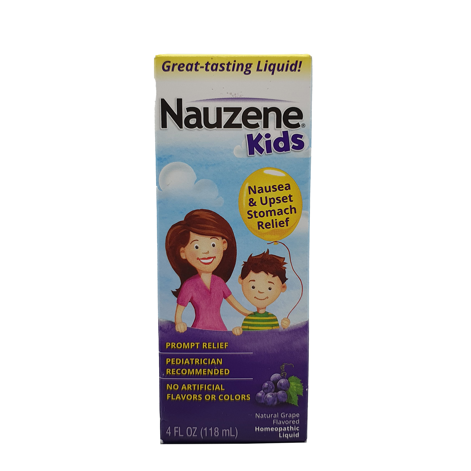 Nauzene Kids Nausea & Upset Stomach Relief Liquid, Grape Flavor 4oz 