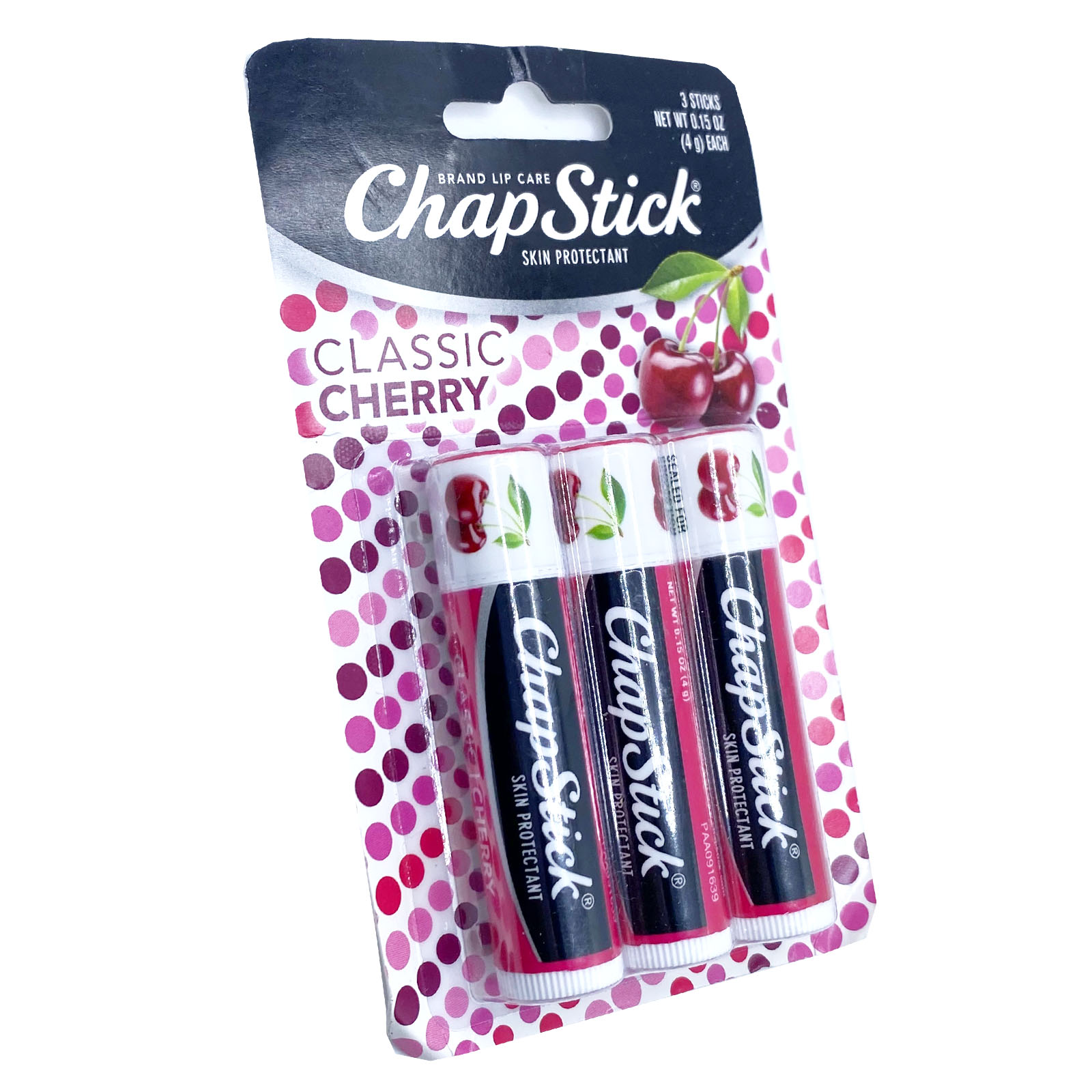 ChapStick Classic Cherry Lip Balm for Lip Care 3 Sticks (4 g each)